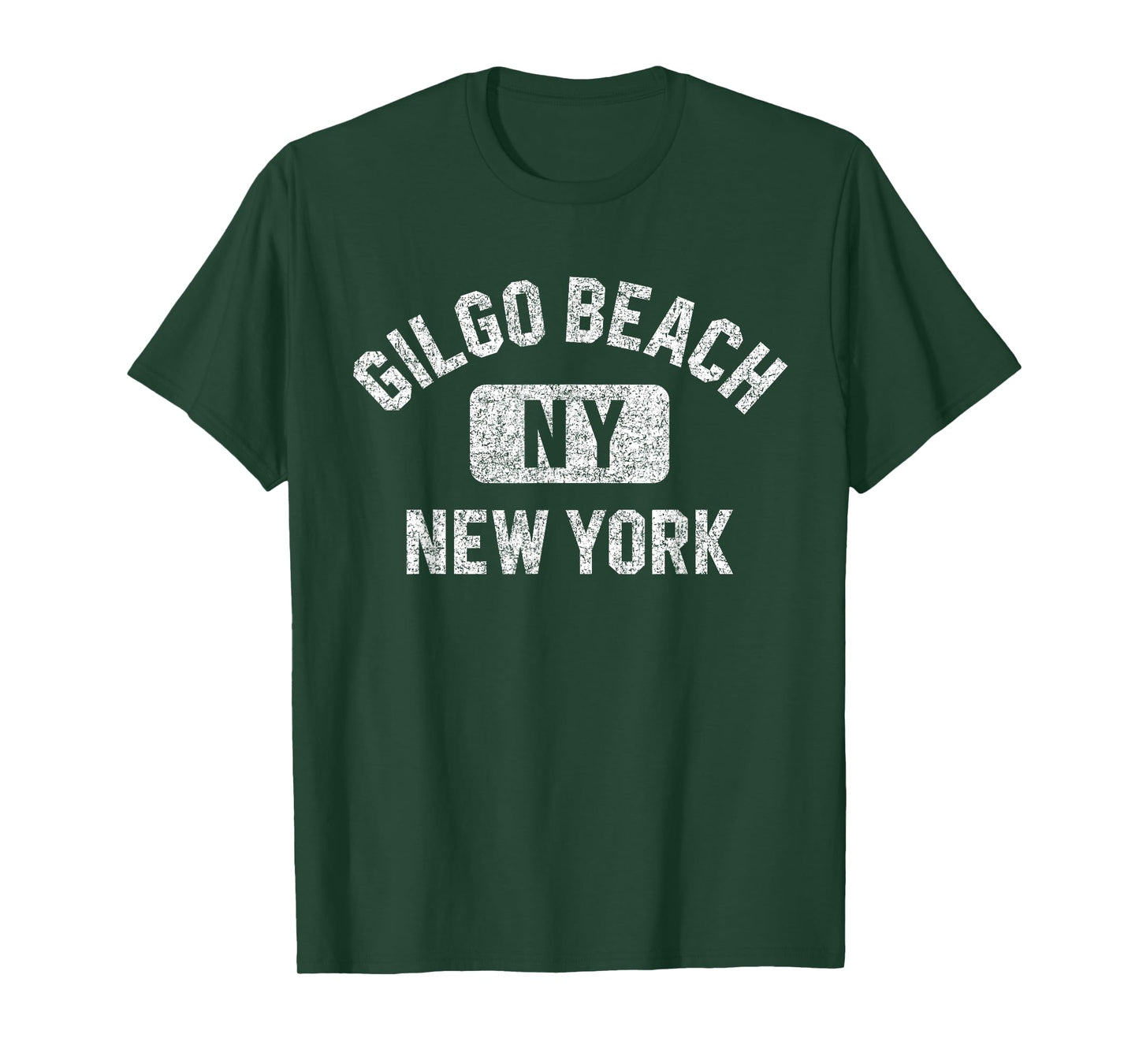 Gilgo Beach NY New York Gym Style Distressed White Print T-Shirt