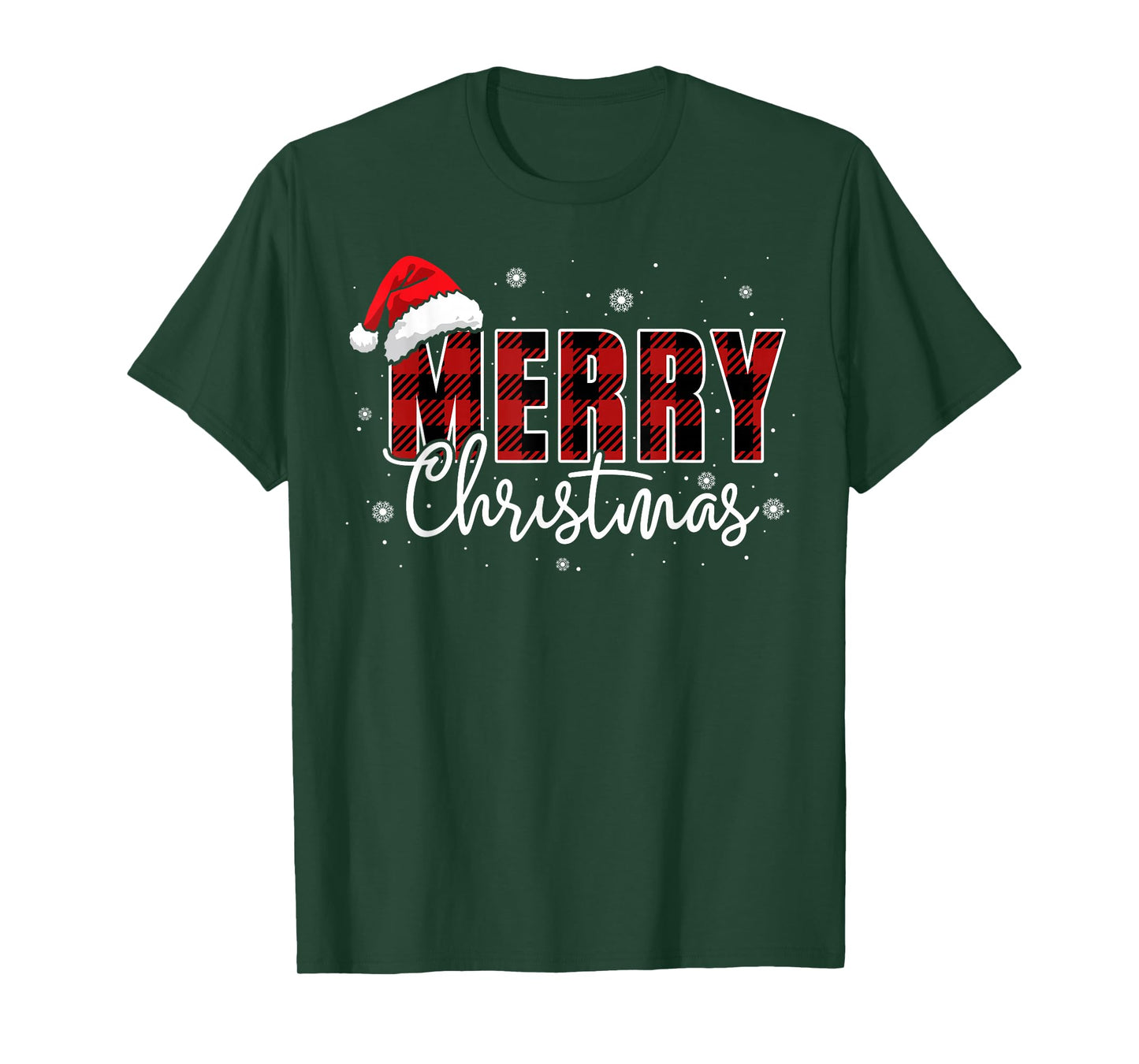 Merry Christmas Lights Red Santa Hat Xmas Family Men Women T-Shirt
