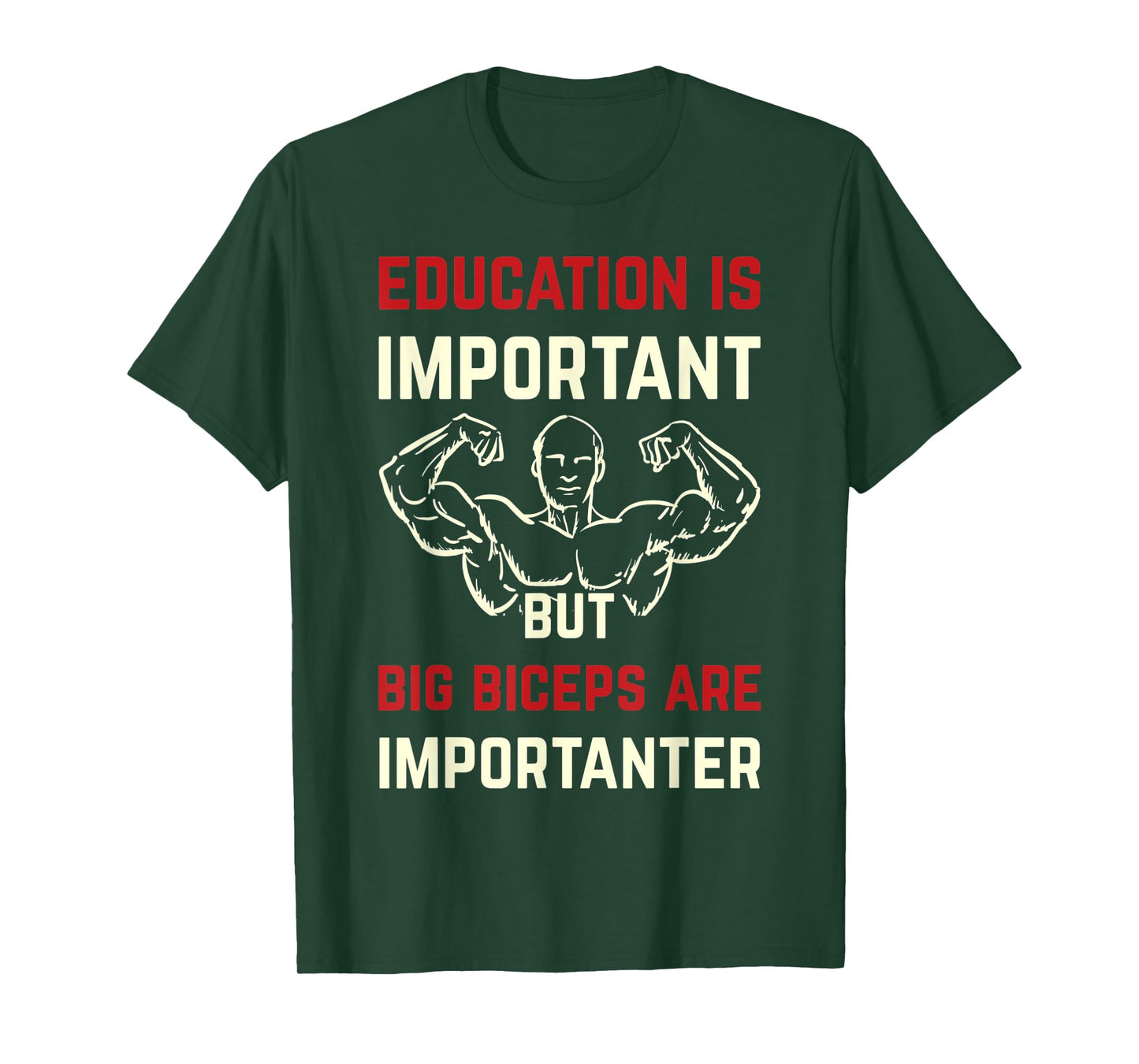 Mens Education Is Important But Big Biceps Are Importanter Funny T-Shirt