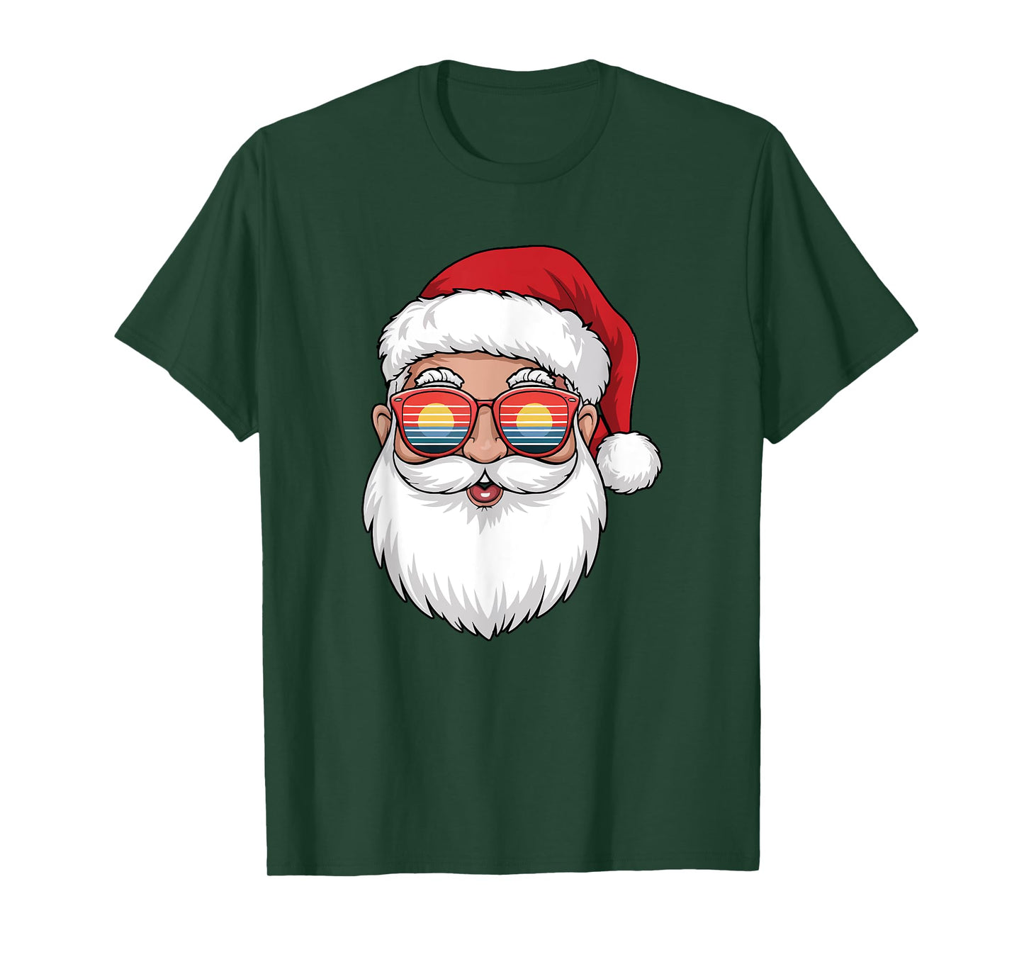 Santa Claus Face Retro Sunglasses Christmas T-Shirt