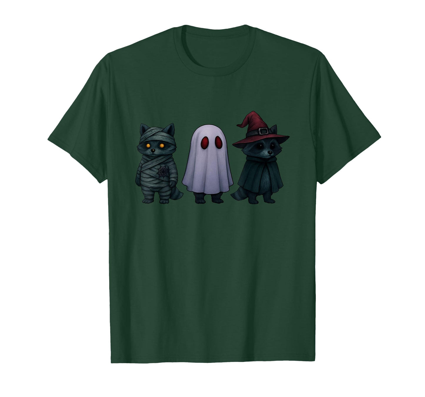 Spooky and Feral Funny Witch Ghost Raccoon Halloween Costume T-Shirt