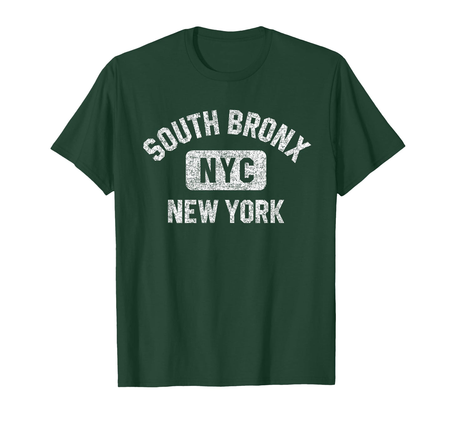 South Bronx NYC Gym Style Distressed White Print T-Shirt