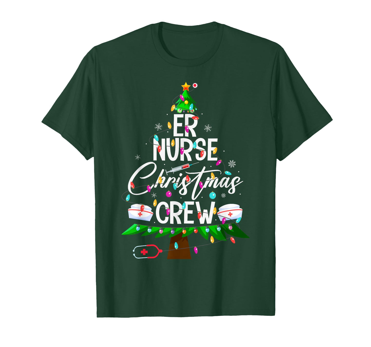 ER Nurse Christmas Crew Nursing Medical Nurse Xmas Tree T-Shirt
