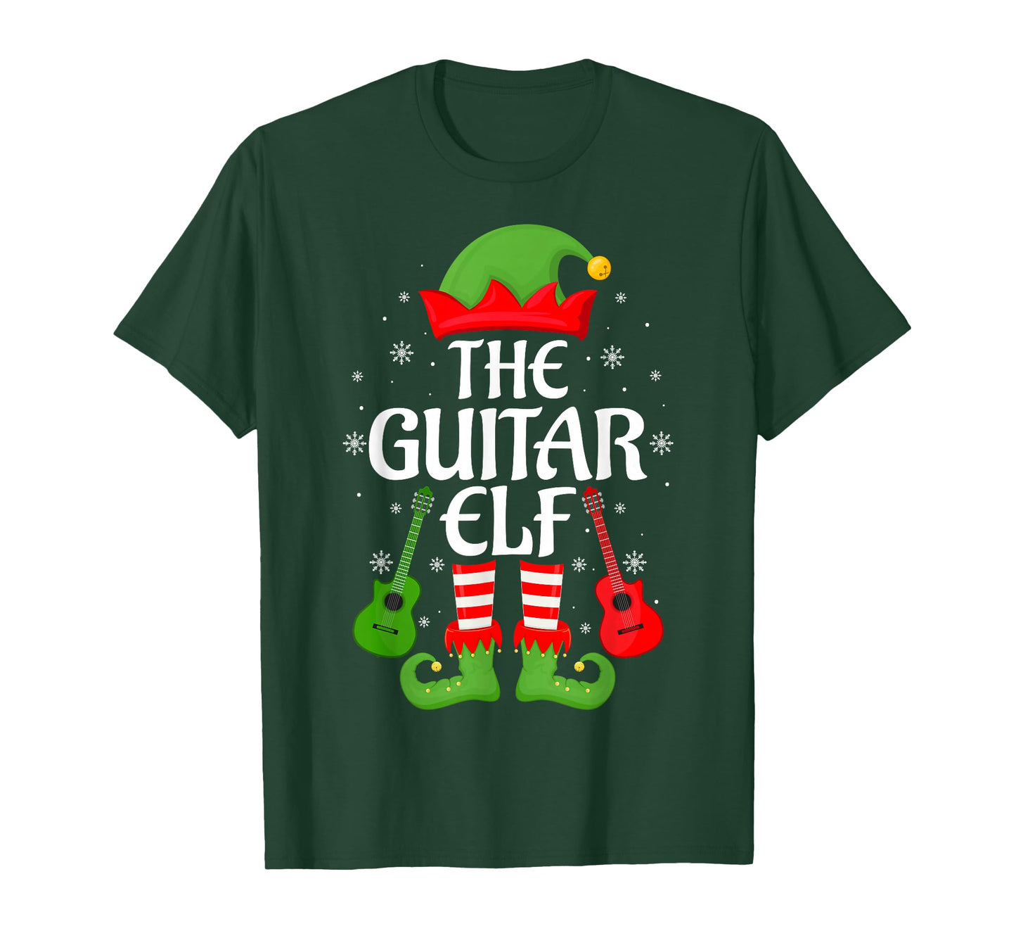 Guitar Elf Xmas Matching Family Elf Squad Christmas T-Shirt