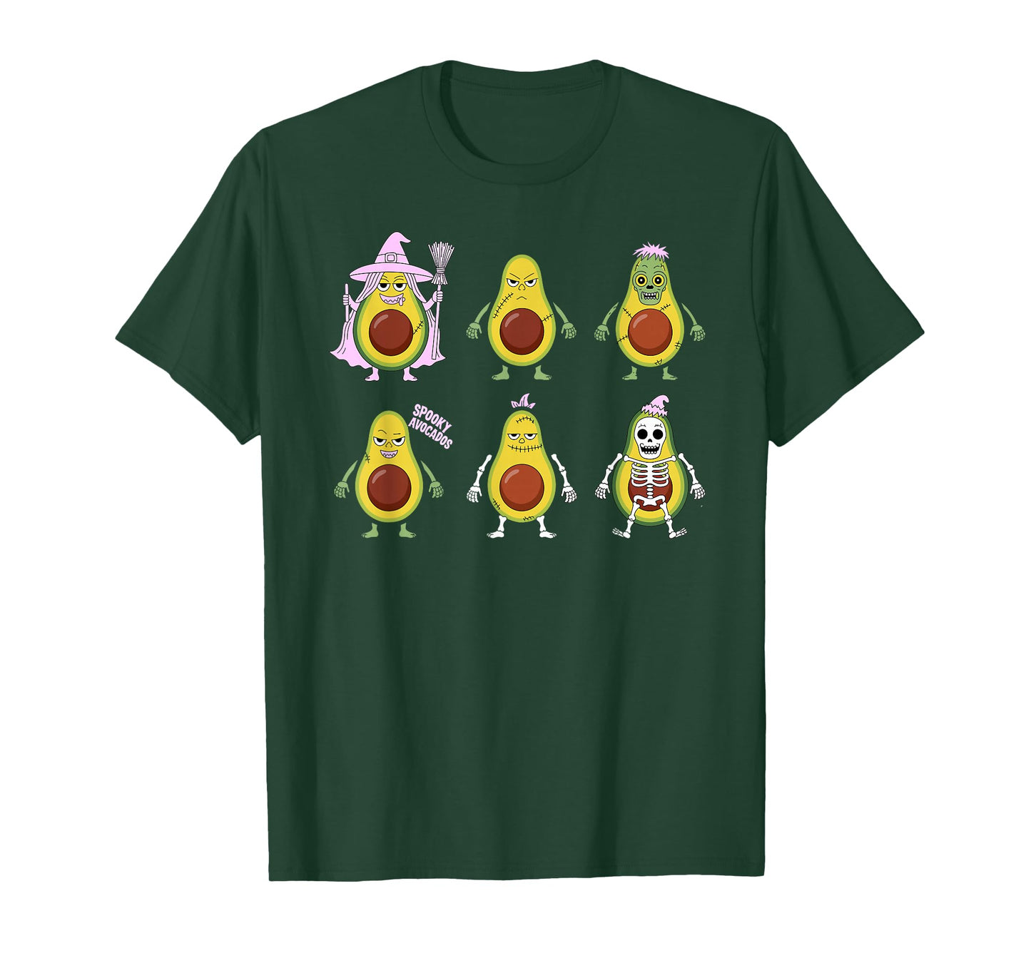 Spooky Avocados Funny Halloween Monster Mashup T-Shirt