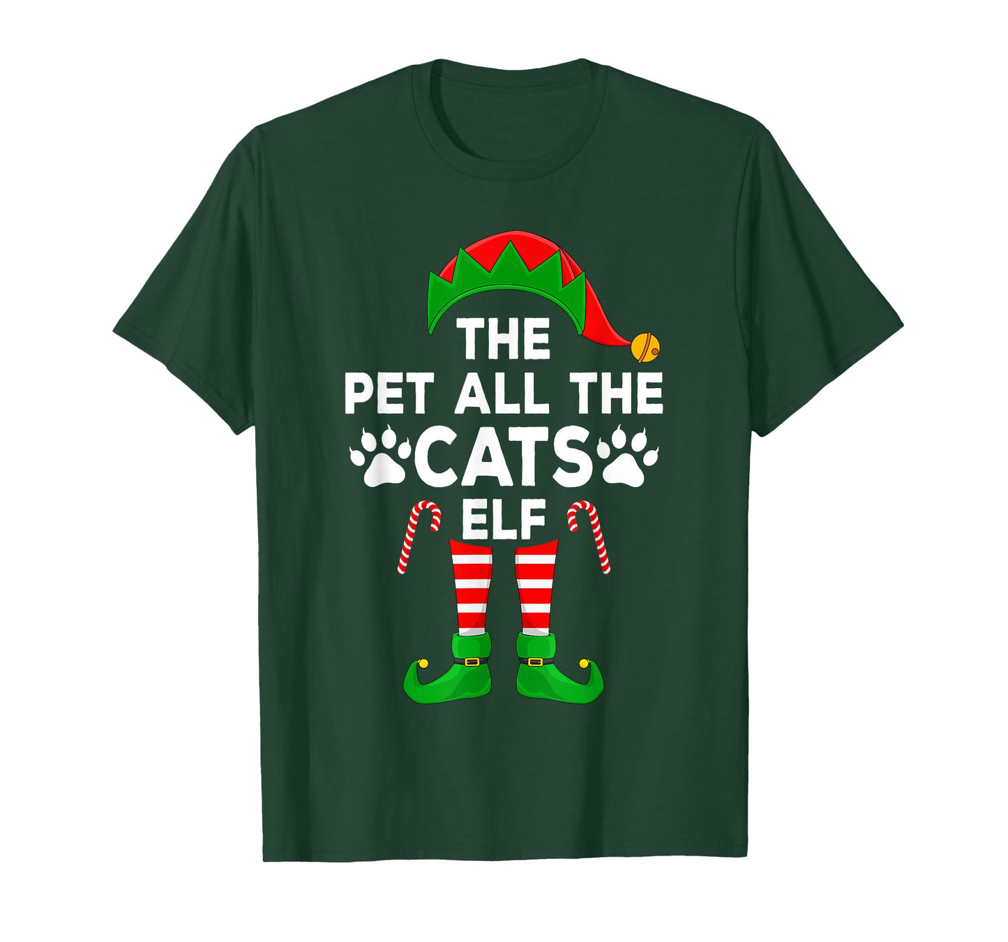 Pet All The Cats Elf Matching Family Cat Lover Christmas Elf T-Shirt