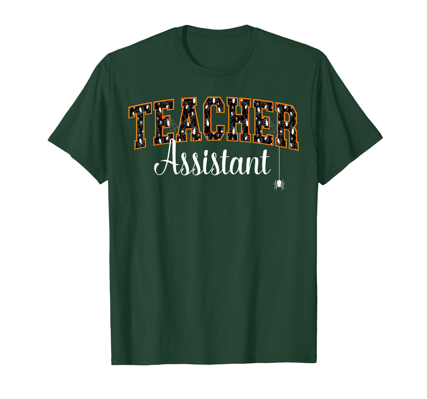 Teacher Assistant Halloween Spooky Spiders Varsity Letters T-Shirt