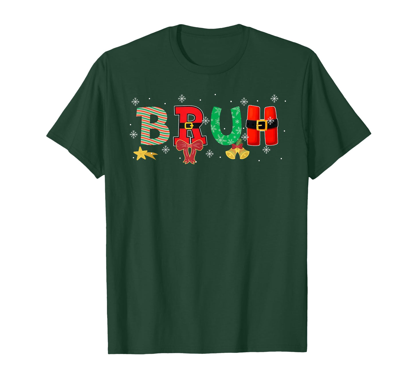 Bruh Funny Christmas Teens Boys Kids Xmas Pajamas Xmas Light T-Shirt