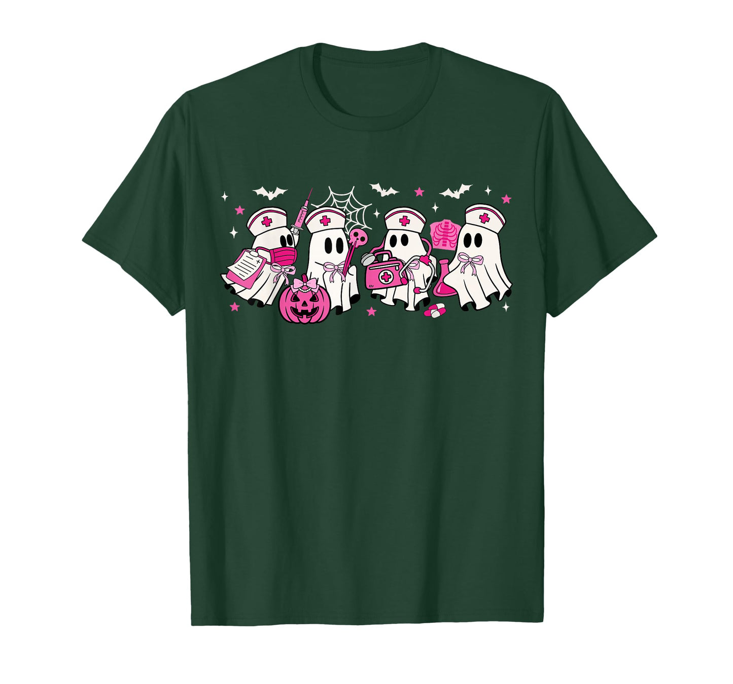 Ghost Nurses Halloween Crew Funny Costume Scrub Top Women T-Shirt