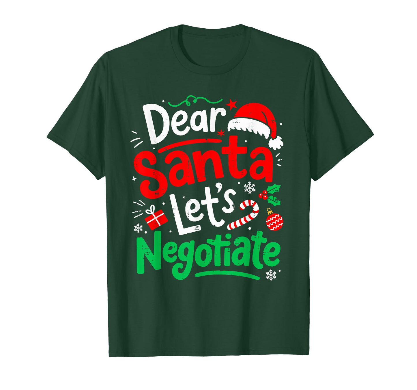 Dear Santa Lets Negotiate Christmas Kids Men Women Boys Xmas T-Shirt