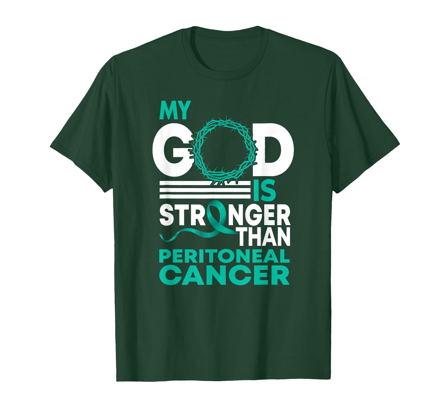 Faith My God Is Stronger Than Peritoneal Cancer Awareness T-Shirt