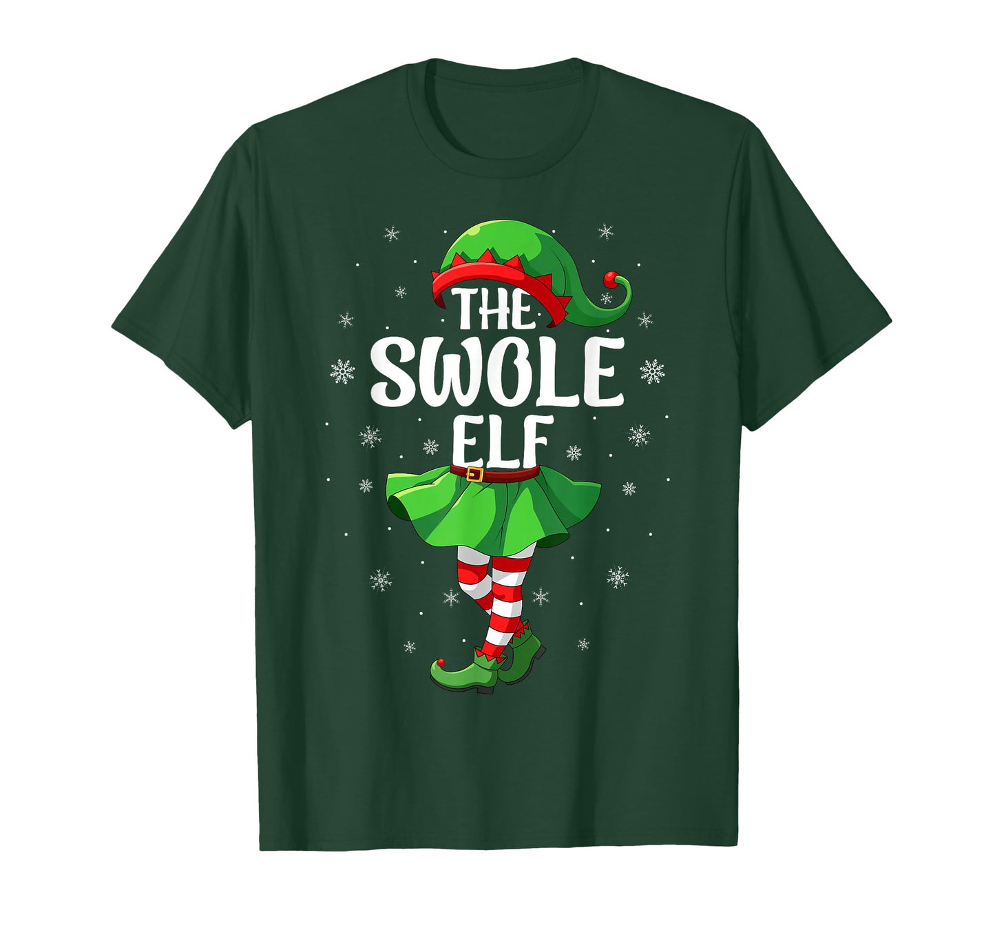 Swole Elf Christmas Girls Women Elf Squad Xmas Family T-Shirt