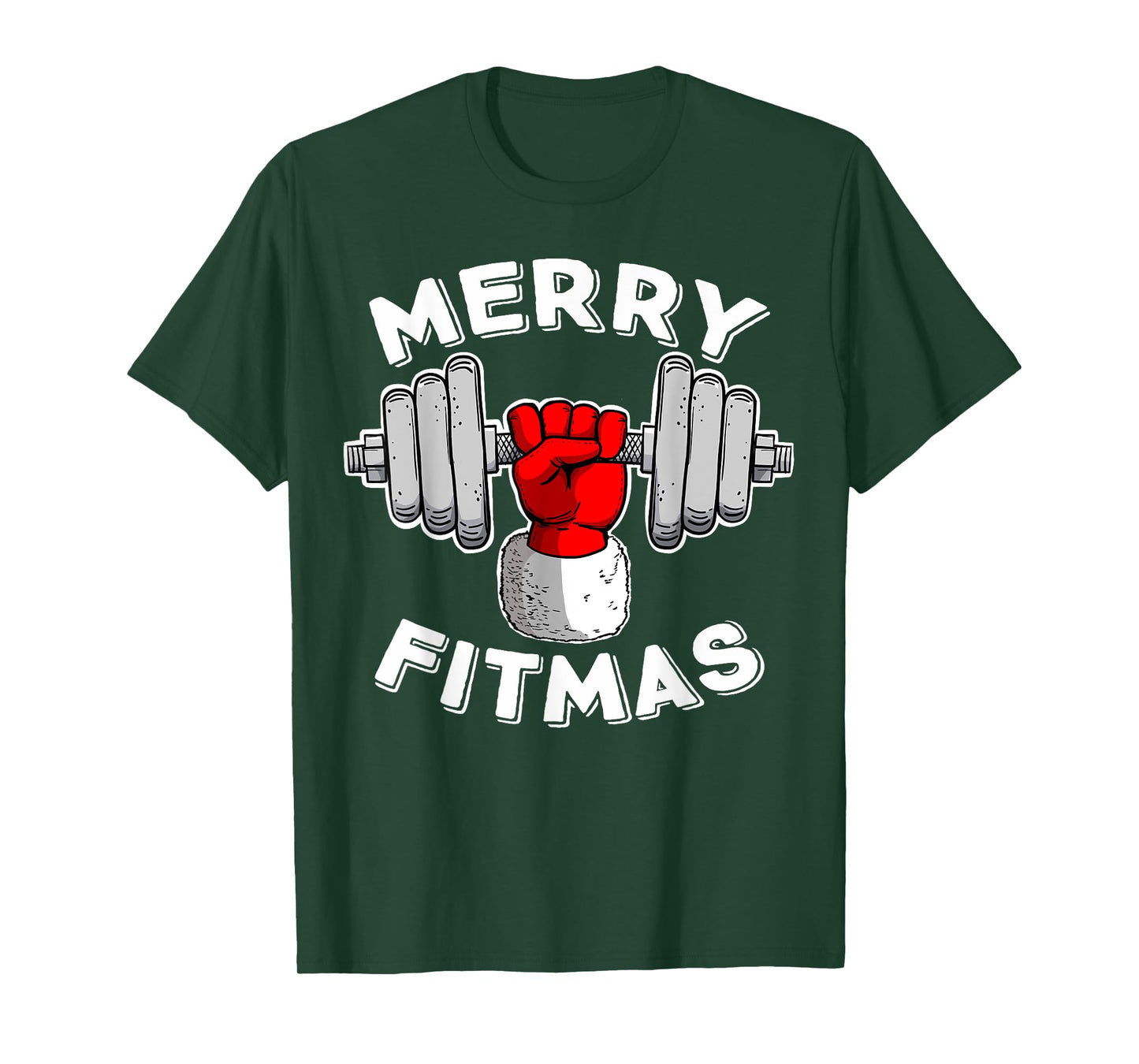 Merry Fitmas Christmas Santa Claus Dumbbell Merry Fitmas T-Shirt