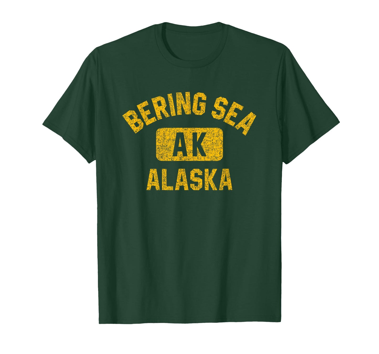 Bering Sea Alaska Gym Style Distressed Amber Print T-Shirt