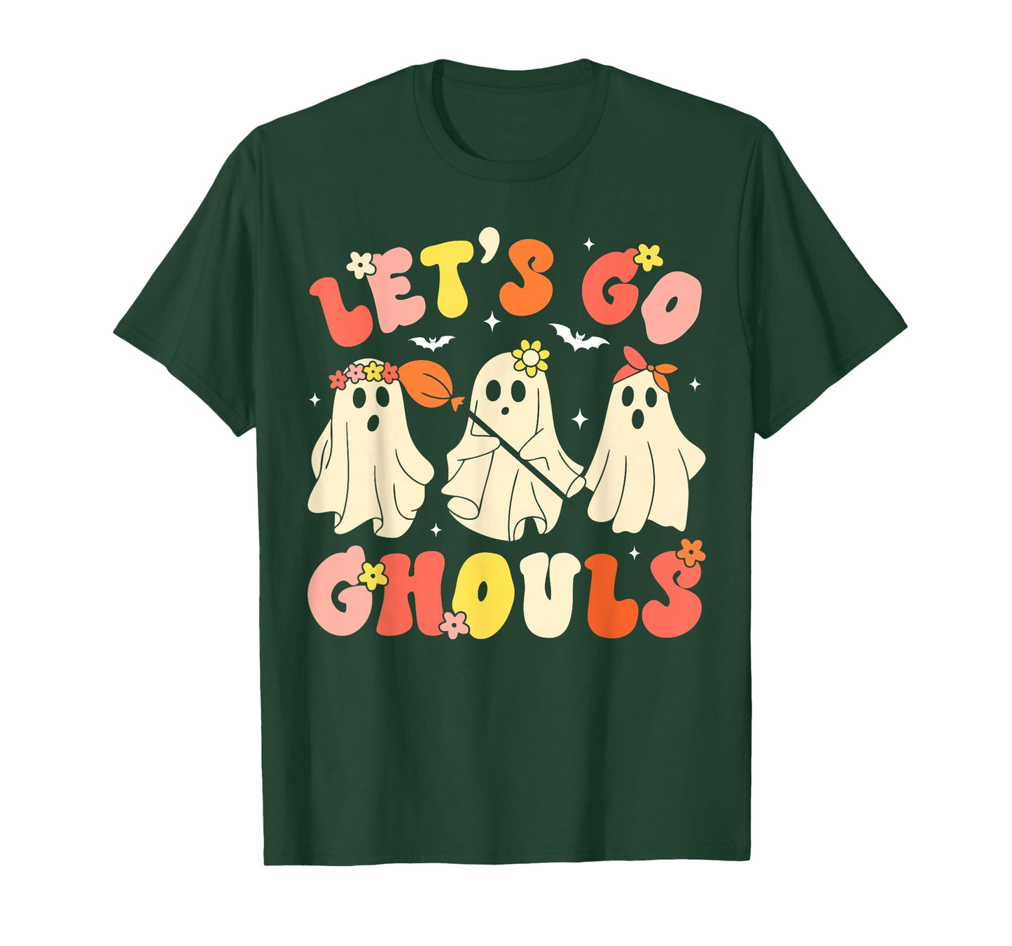 Let's Go Ghouls Halloween Ghost Retro Groovy Outfit Costume T-Shirt