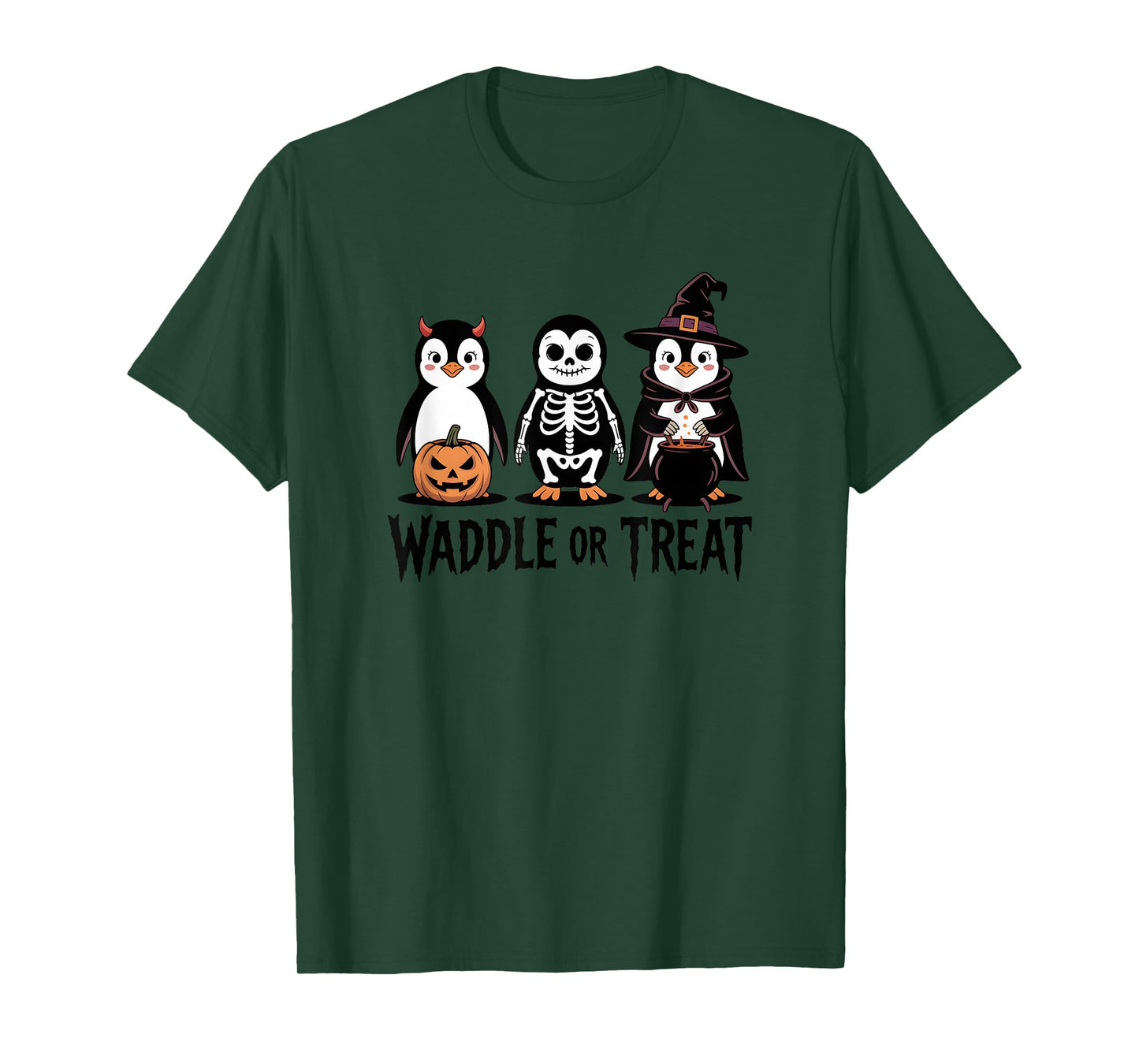 Vintage Halloween Penguin Trick or Waddle Spooky T-Shirt