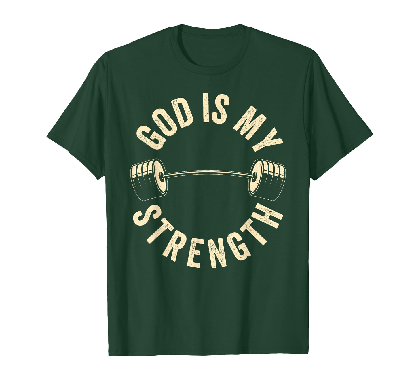 God Is My Strength Vintage Gym Barbell Fitness Christian T-Shirt