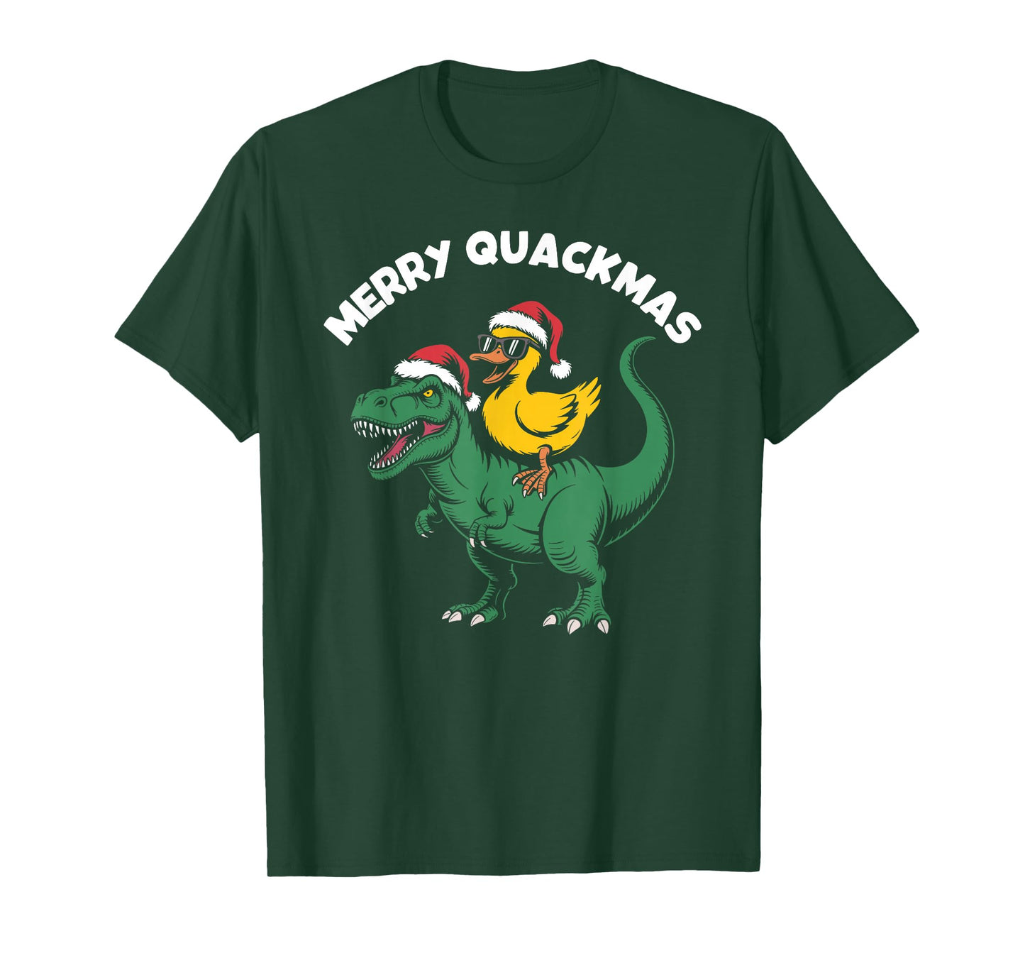 Merry quackmas, Christmas Duck Riding Dinosaur T-Shirt