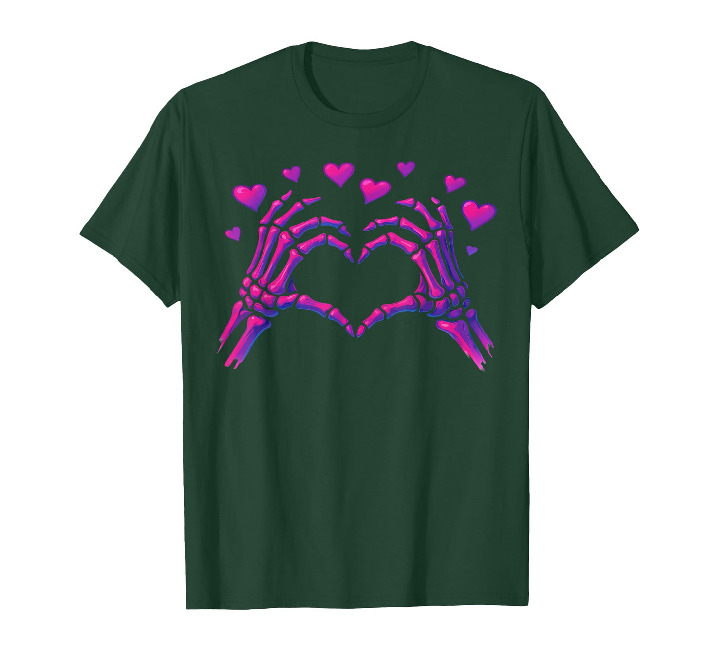 Skeleton Hands Heart Sign Retro Halloween Women Girl T-Shirt