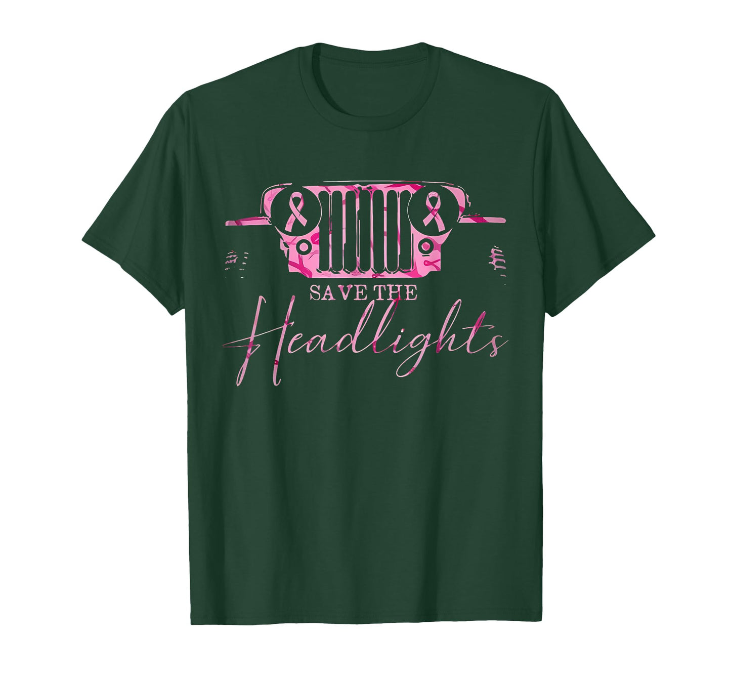 Car Save The Headlights Breast Cancer Fighters Pink Ribbon T-Shirt