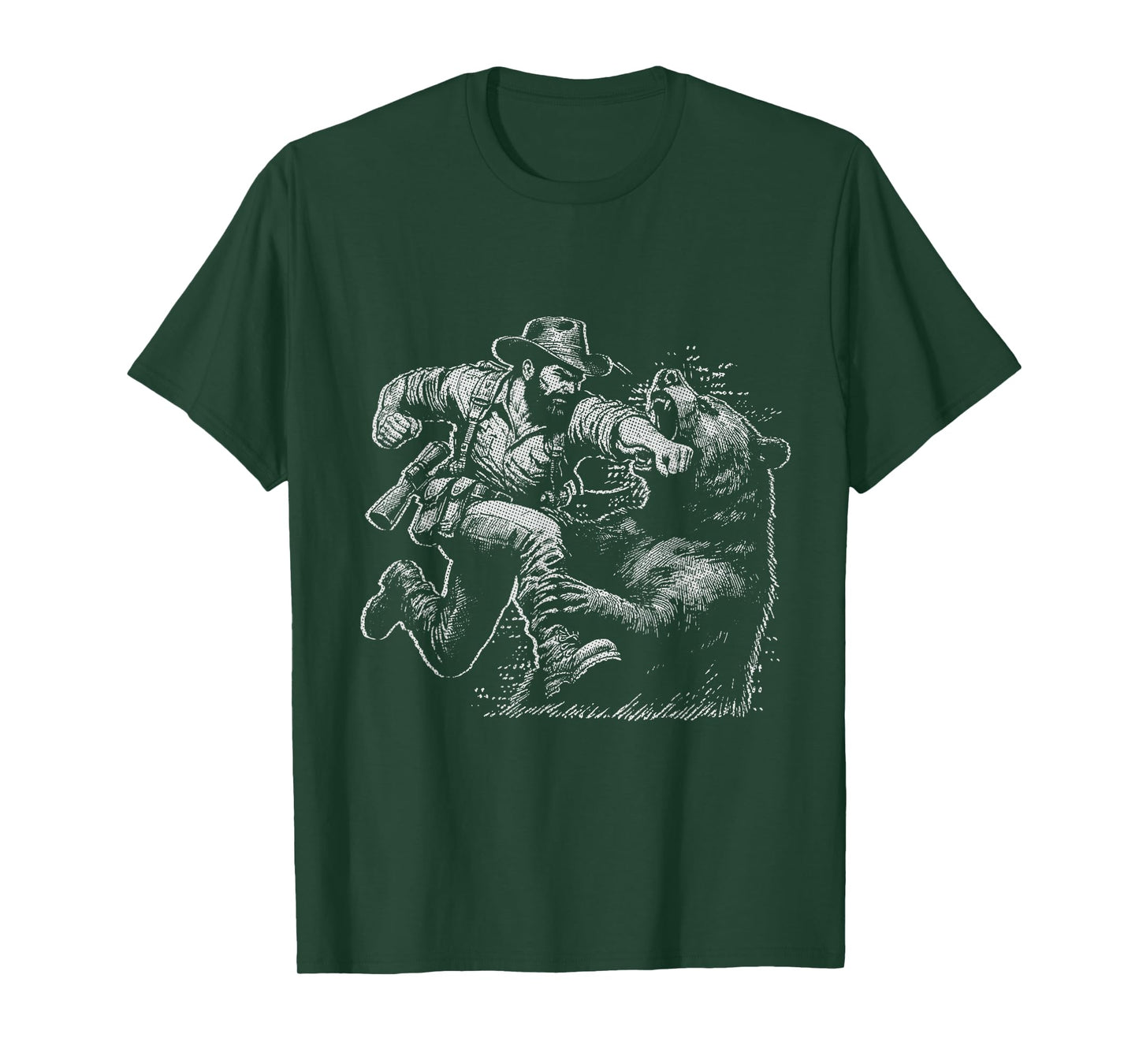 Bear Funny Man Punching Bear Retro Vintage Hunting Camping T-Shirt