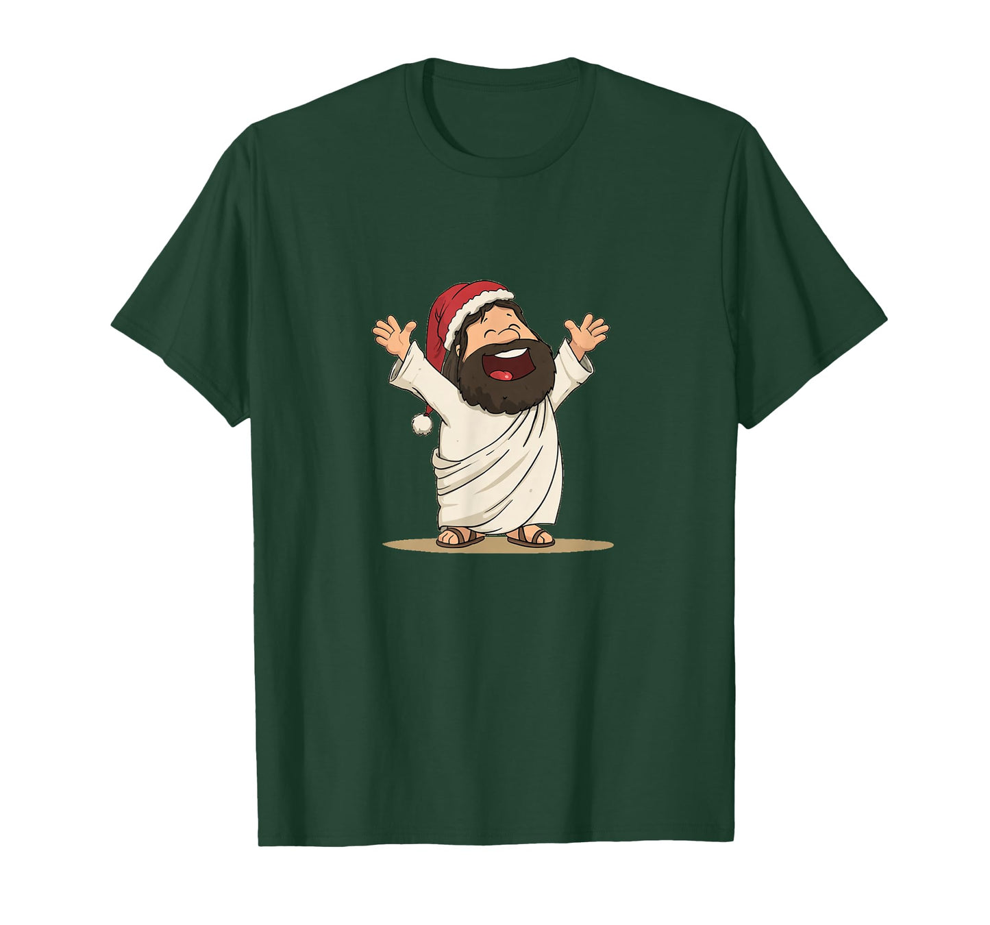 Happy Jesus Christ with Santa Hat Look for Boys and Girls T-Shirt