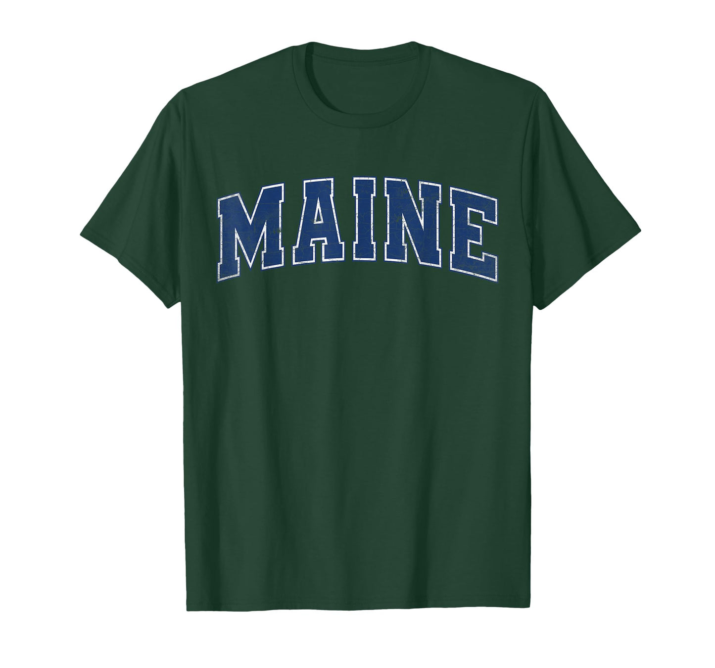 Maine State Retro Blue Varsity Vintage Text T-Shirt