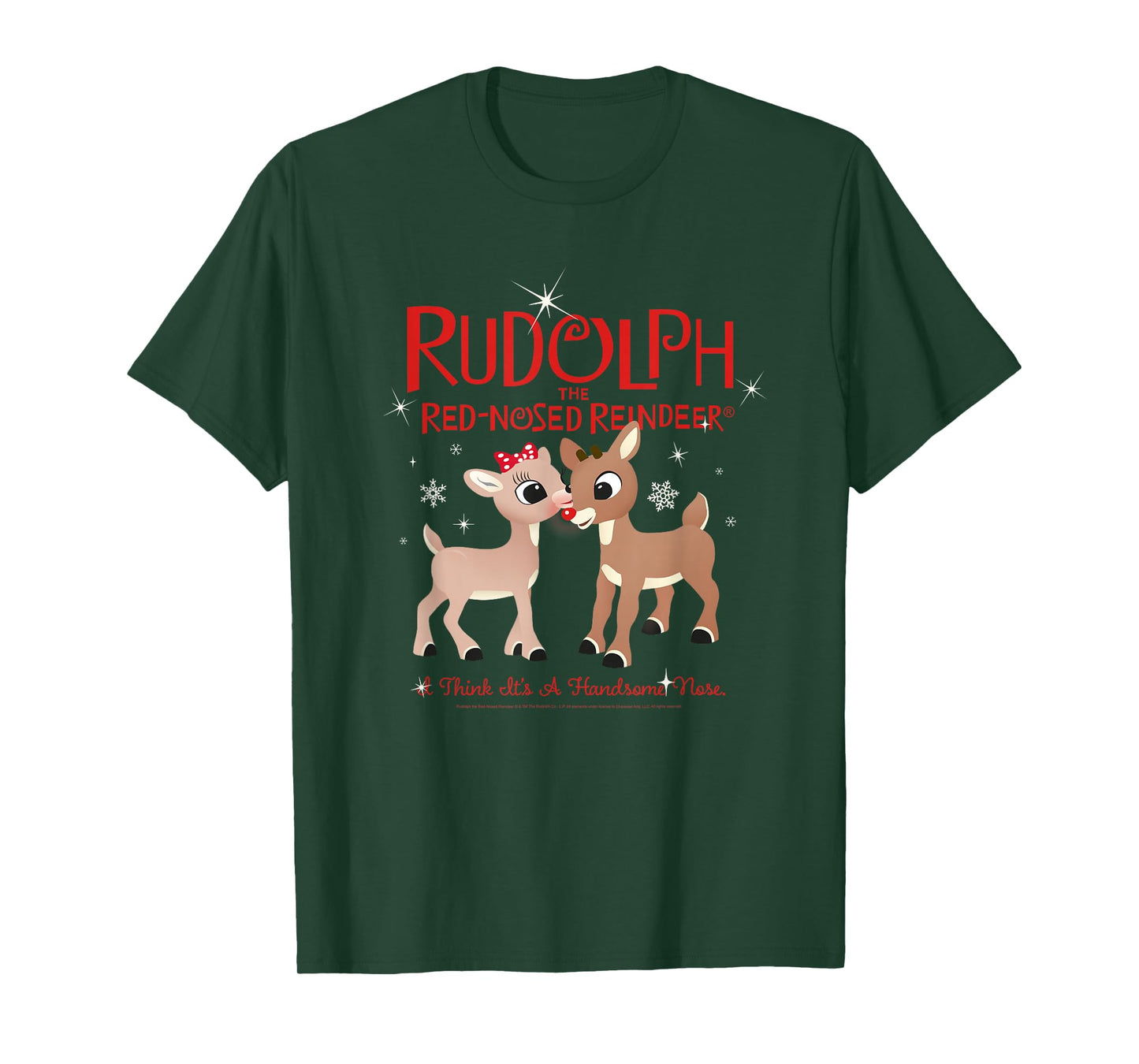 Rudolph and Clarice It's A Handsome Nose Retro Christmas T-Shirt