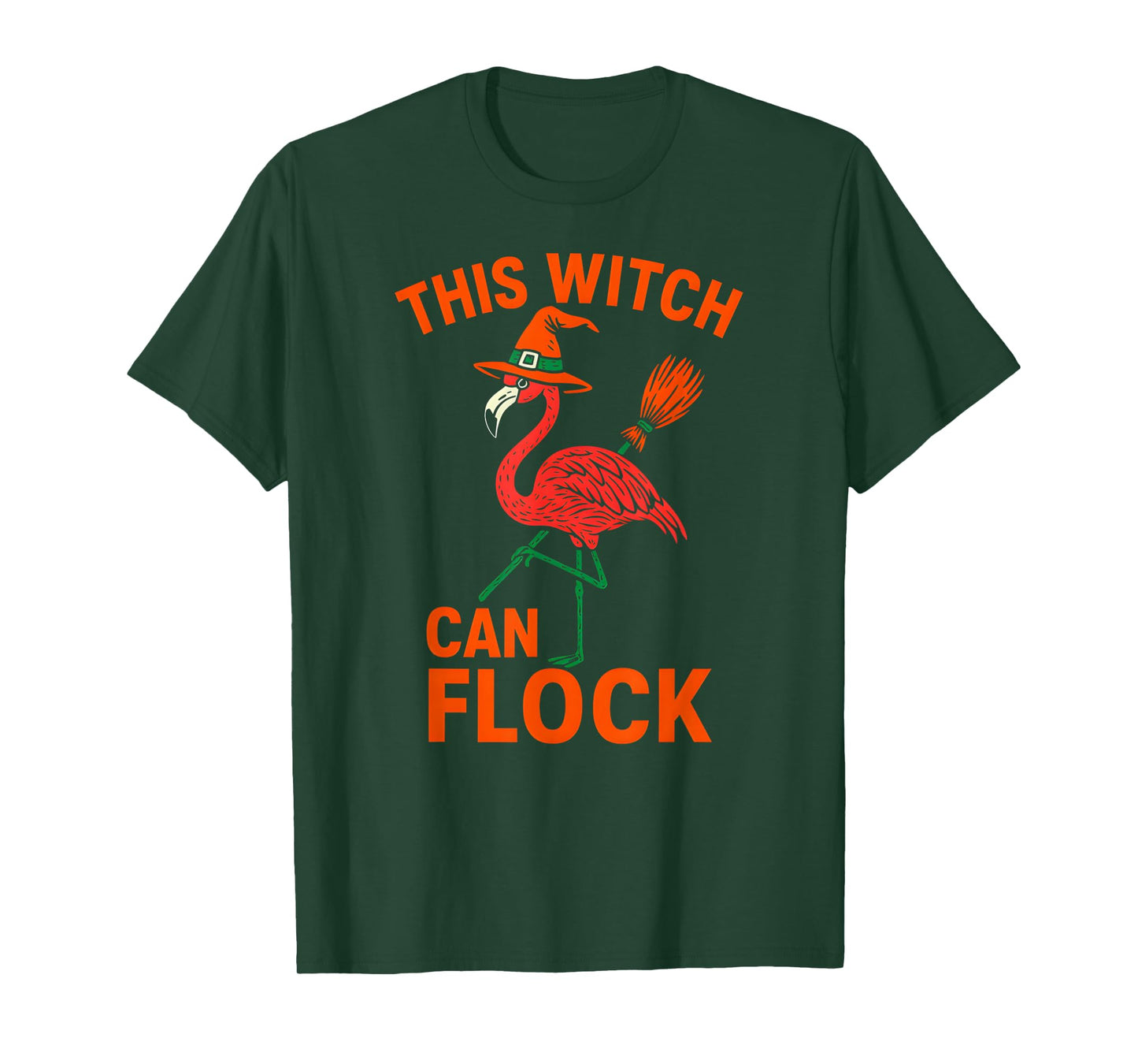 This Witch Can Flock Flamingo Funny Halloween Women's Spooky T-Shirt