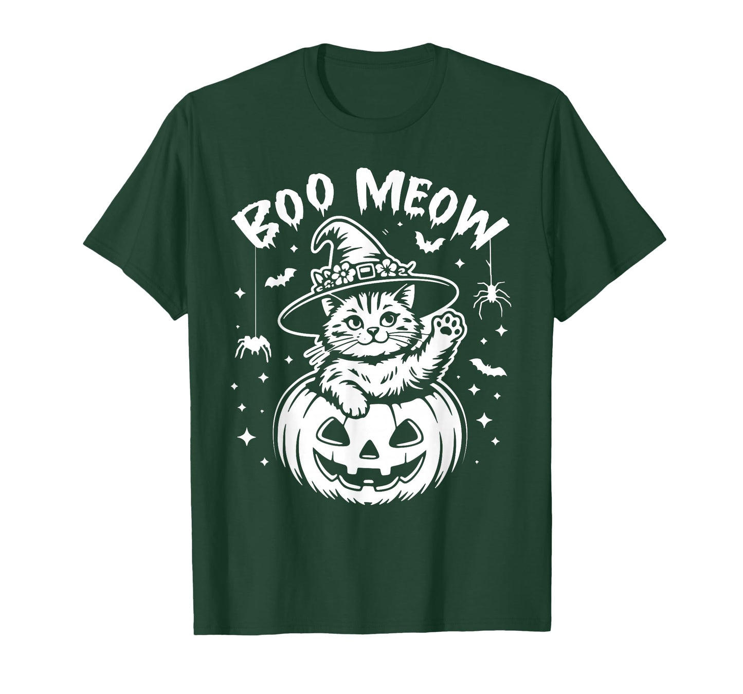 Boo Meow Cat Halloween Costume Cute Pumpkin Fur Dad Pet Mom T-Shirt