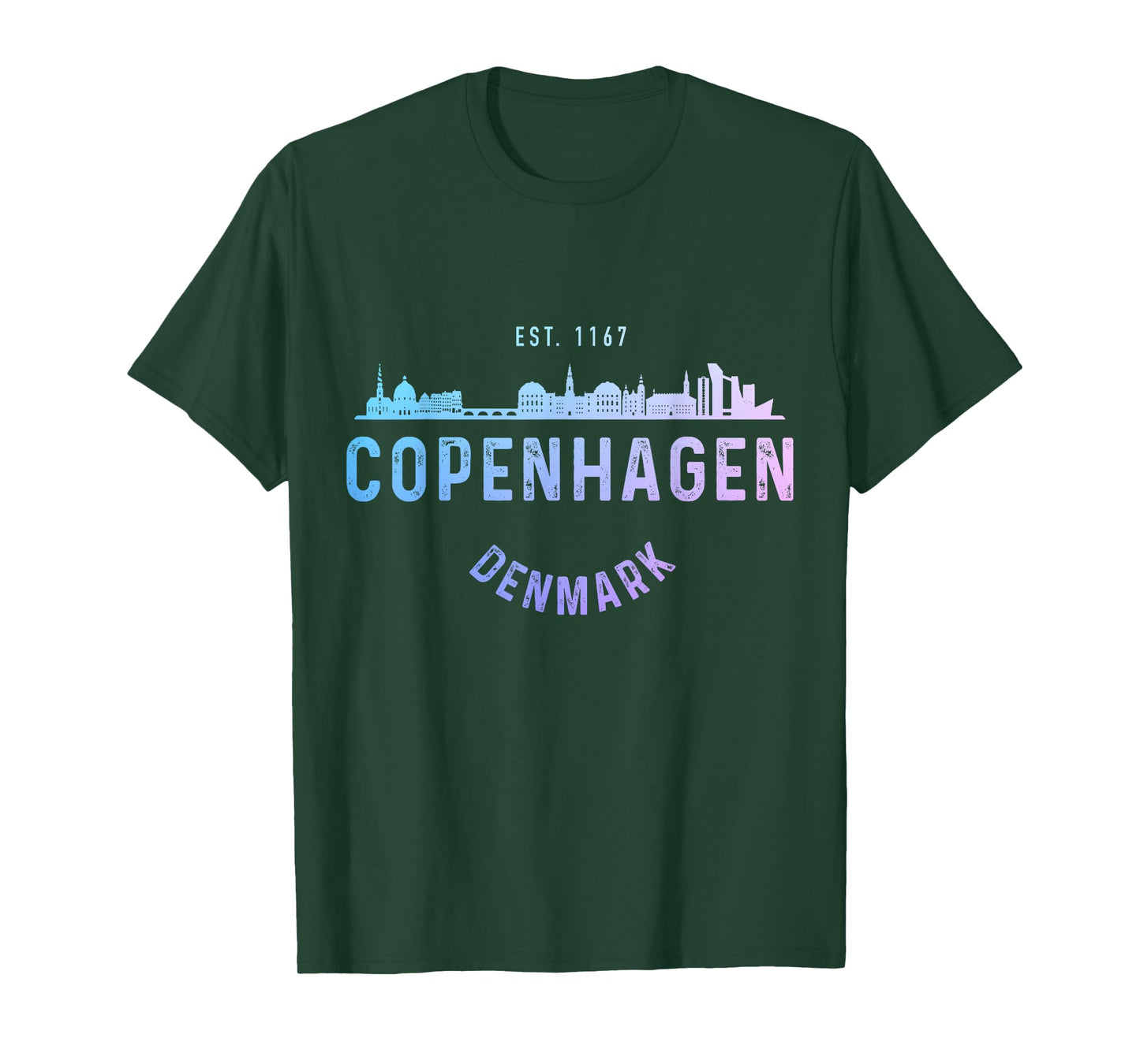 Copenhagen Denmark Skyline Souvenir Danish Flag Vintage T-Shirt