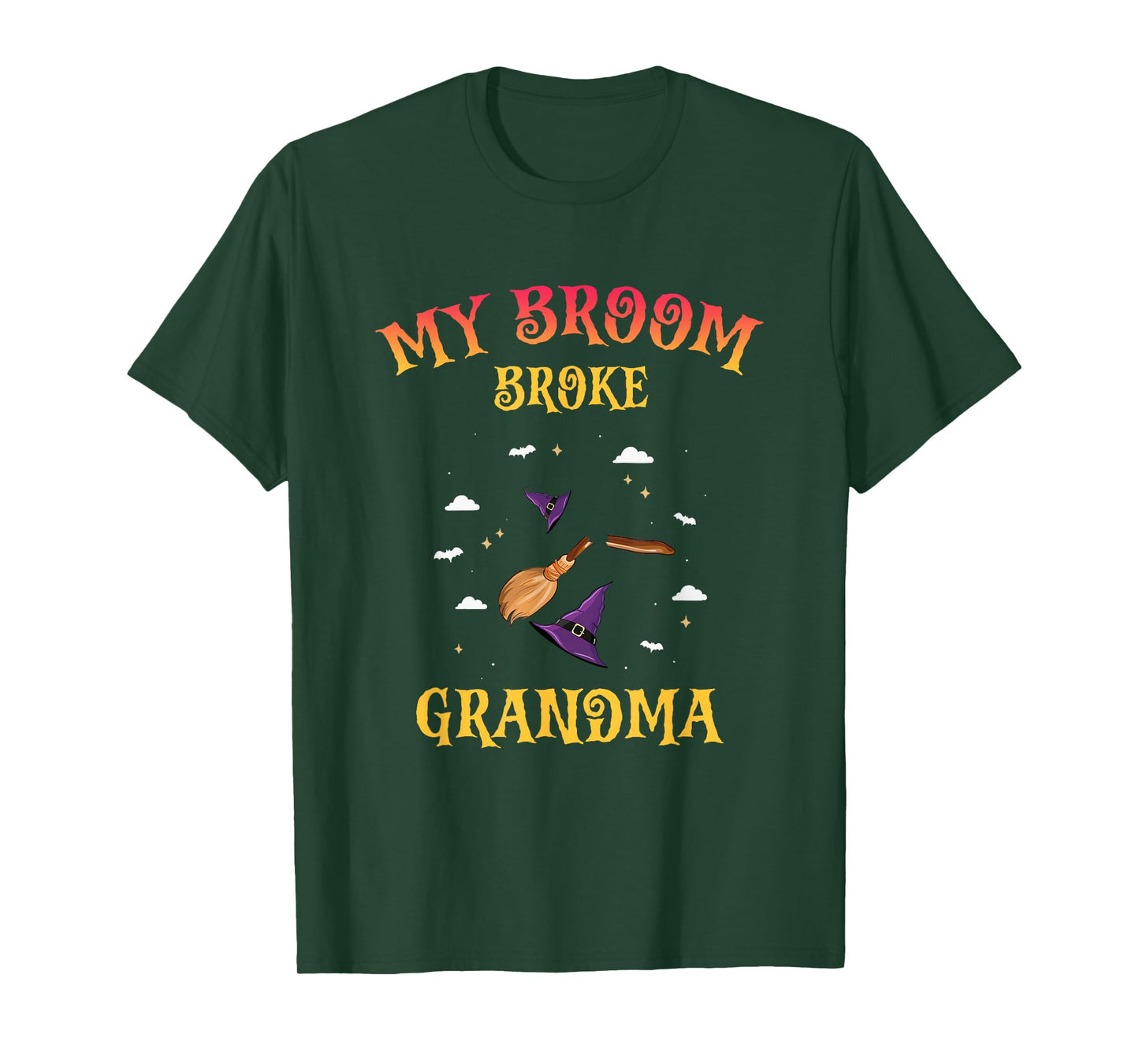My Broom Broke Grandma Funny Witch Retro Spooky Halloween T-Shirt