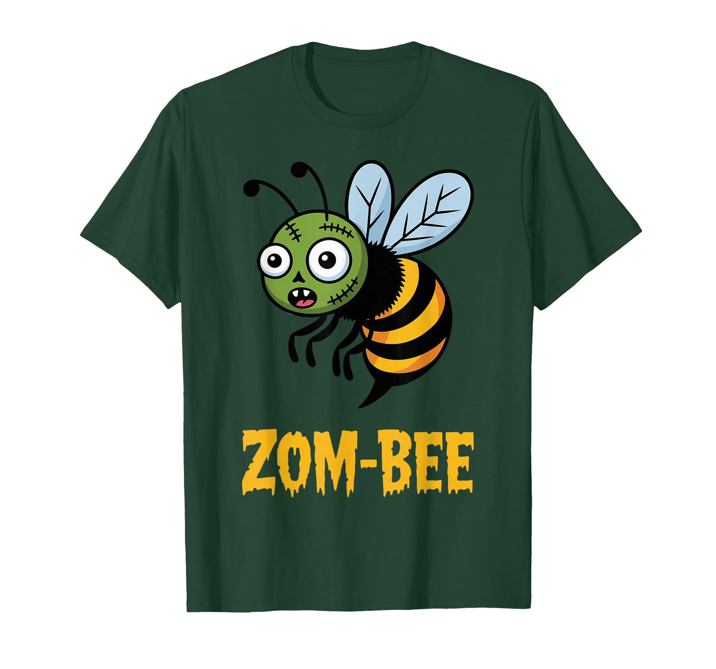 Zom Bee Cartoon Funny Insect Spooky Season Halloween T-Shirt
