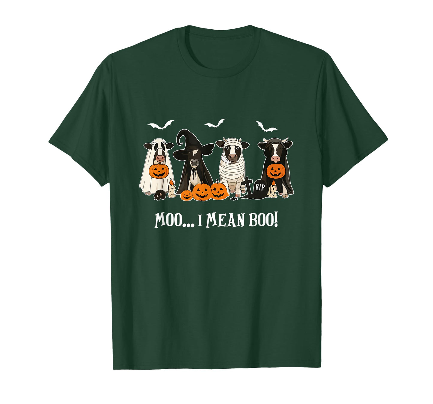 Moo I Mean Boo Cow Fall Halloween Ghost Cow Farm Lover Women T-Shirt