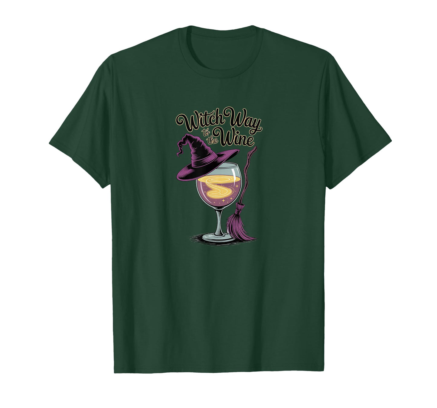 Witch Way to The Wine Funny Halloween Drinking T-Shirt