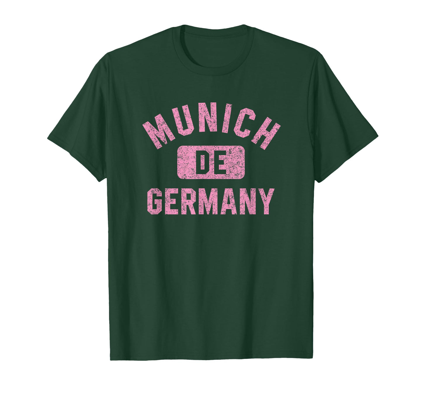 Munich Germany Gym Style Distressed Pink Print T-Shirt