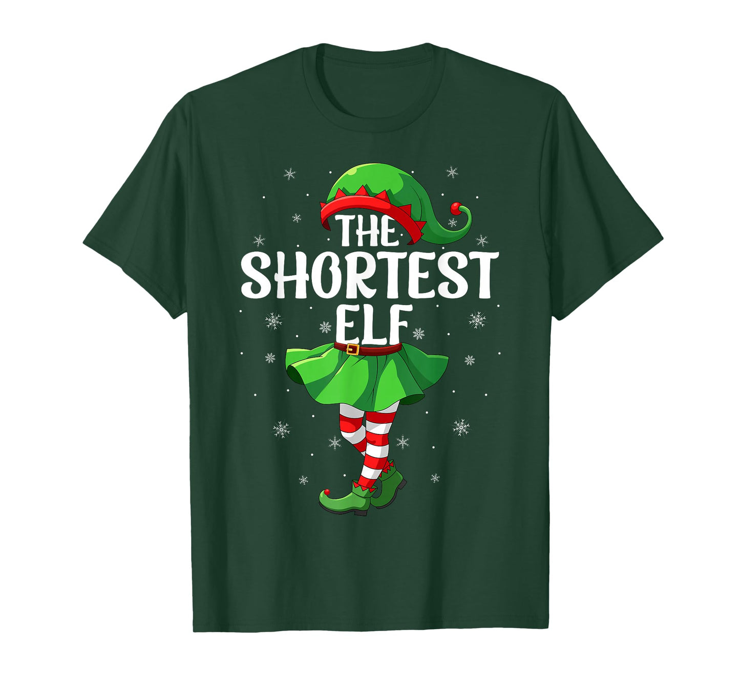 Shortest Elf Christmas Girls Women Elf Squad Xmas Family T-Shirt
