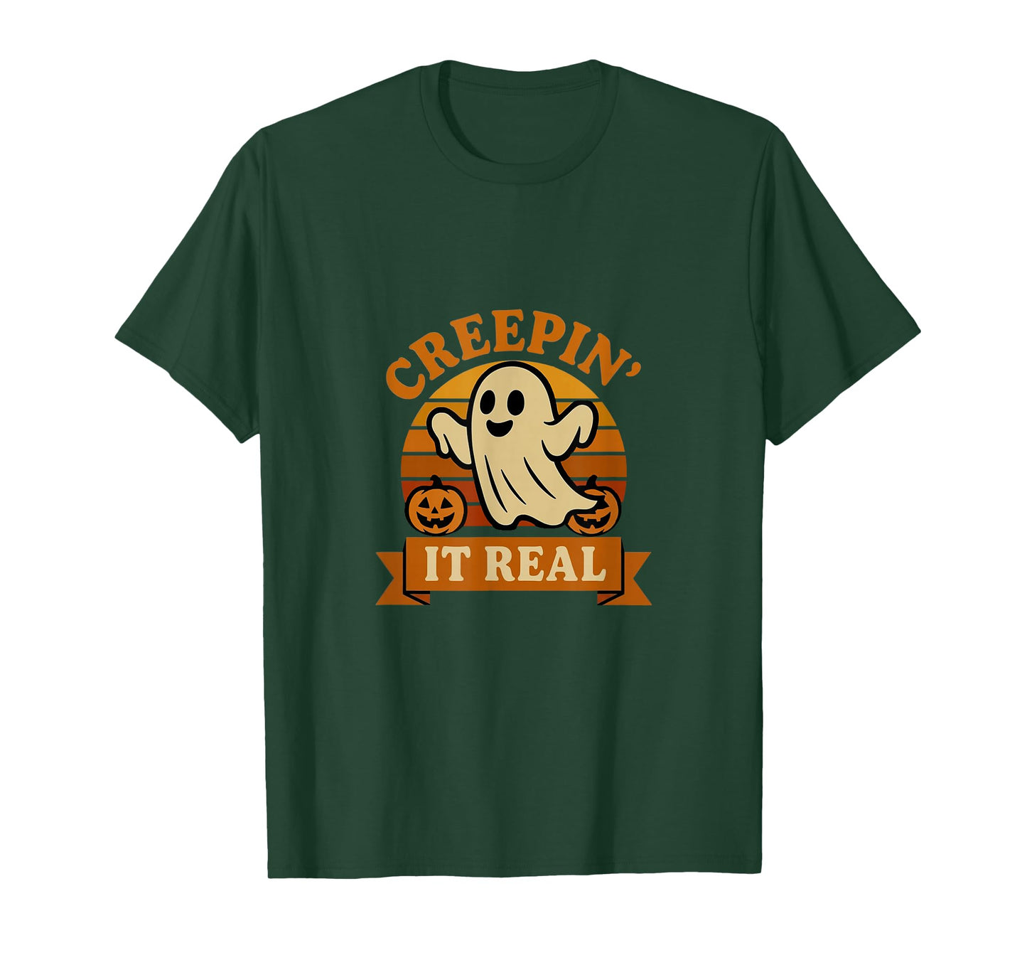 Creepin It Real Retro Ghost Funny Halloween Design T-Shirt