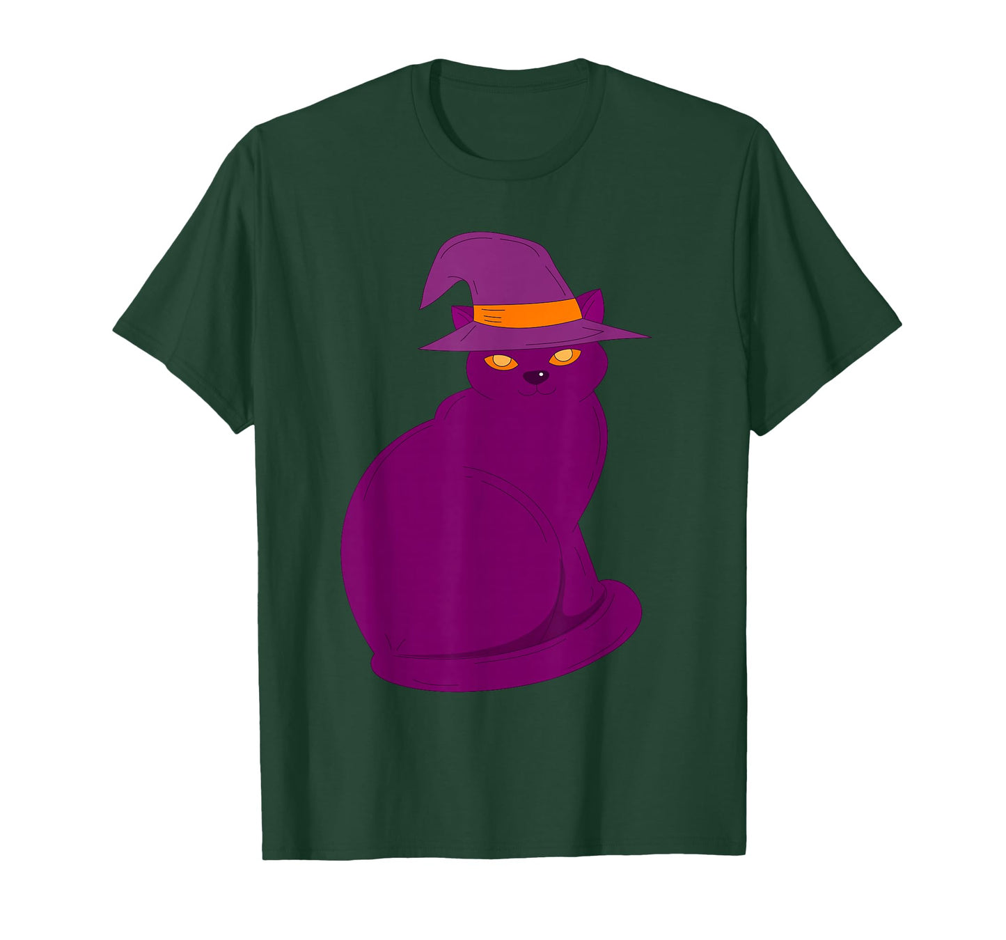 Cute Witch Purple Cat Spooky Halloween Pet Aesthetic T-Shirt