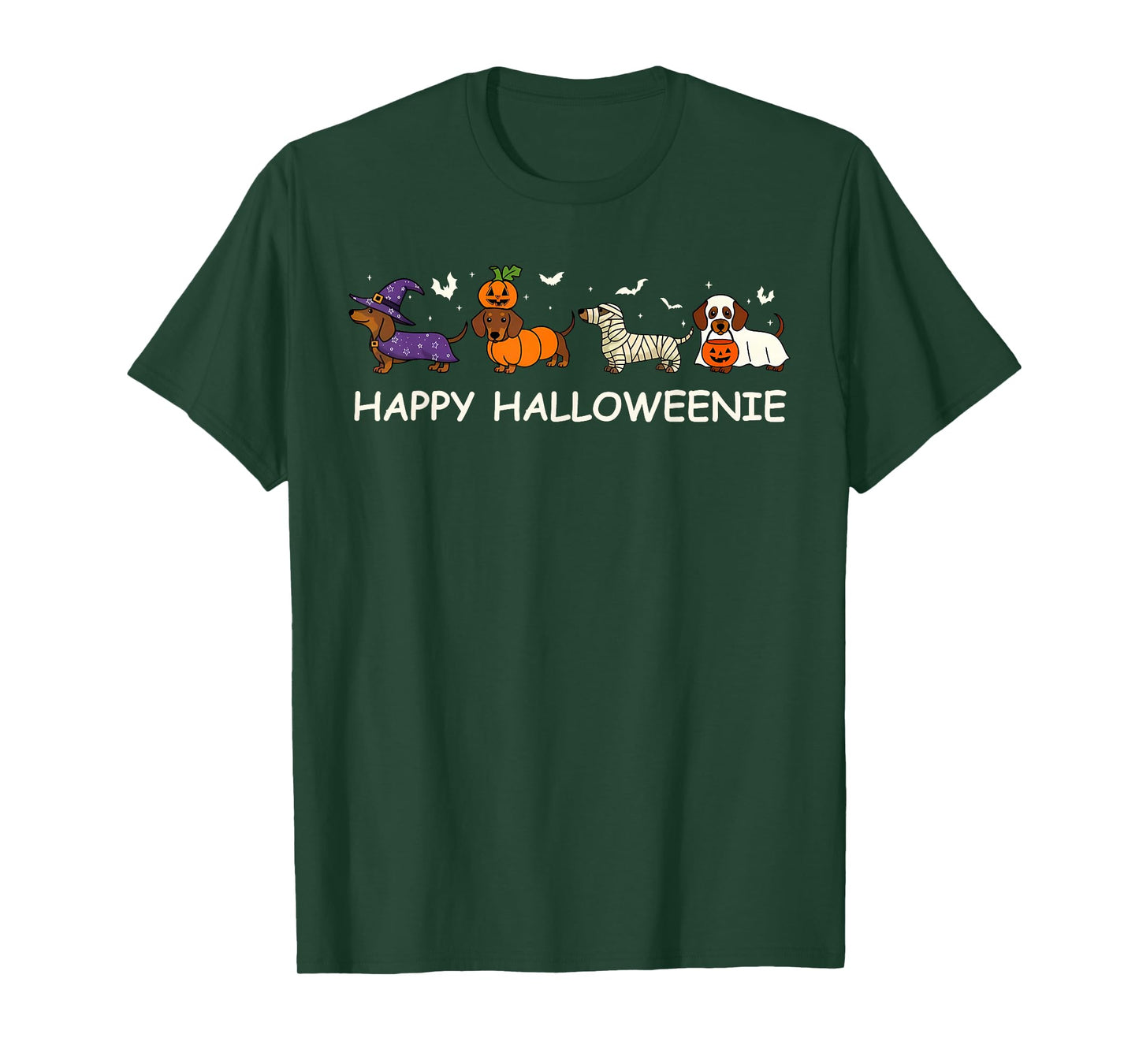 Weiner Dog Witch Happy Halloweenie Cute Halloween Dachshund T-Shirt