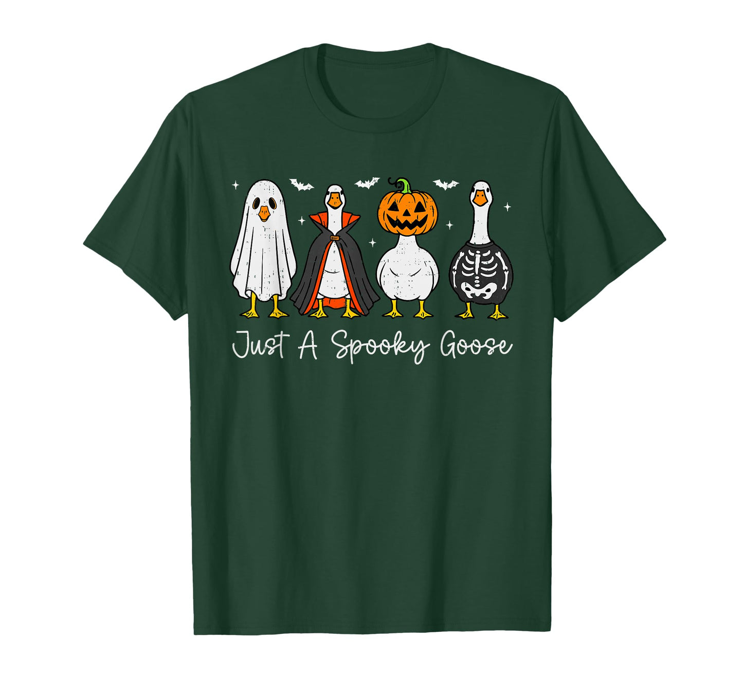 Just A Spooky Goose Witch Pumpkin Ghost Skeleton Halloween T-Shirt