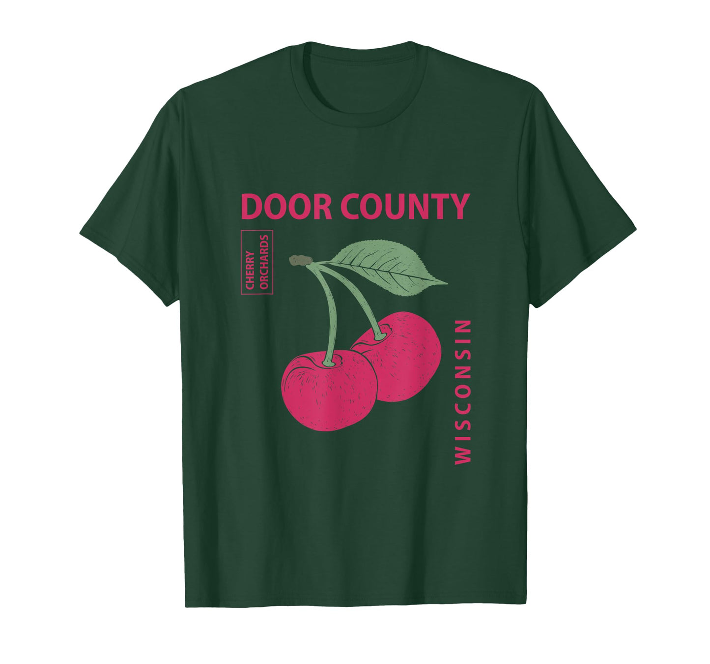Door County Wisconsin Pink Cherries Vintage T-Shirt