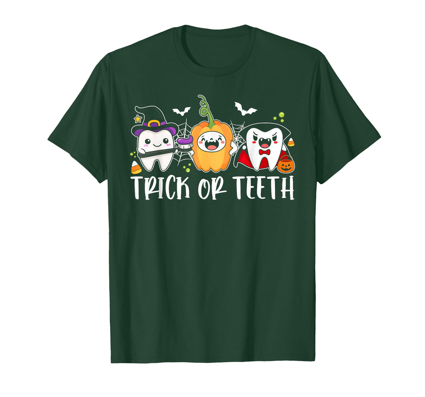 Trick Or Teeth Funny Dental Halloween Costumes Treat Dentist T-Shirt