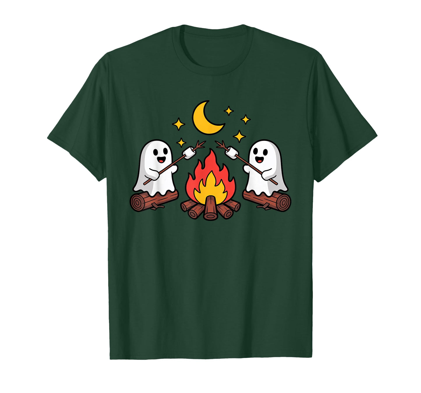 Ghost Campfire Camping Halloween Family Matching Costumes T-Shirt