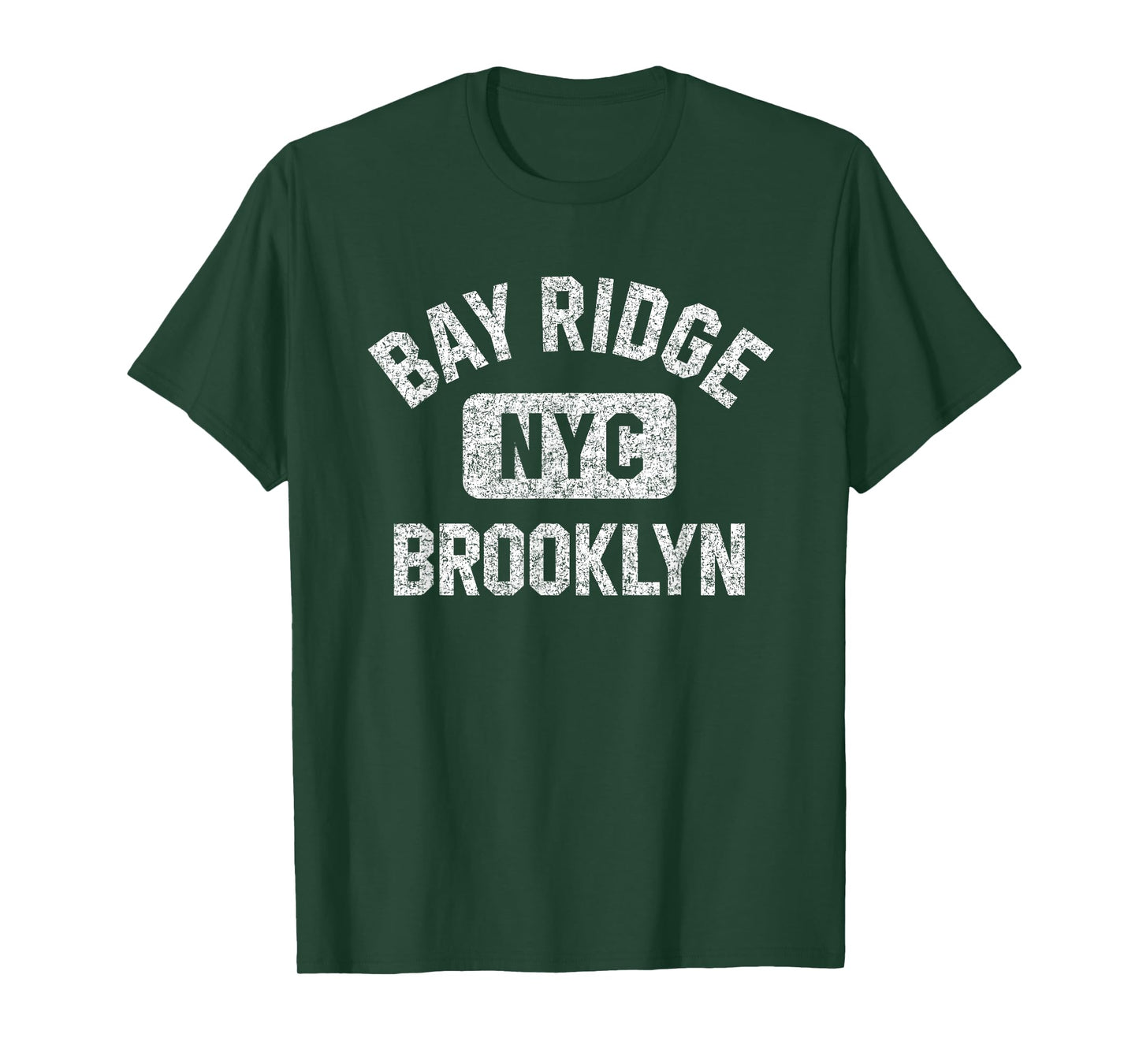 Bay Ridge Brooklyn NYC Gym Style Distressed White Print T-Shirt