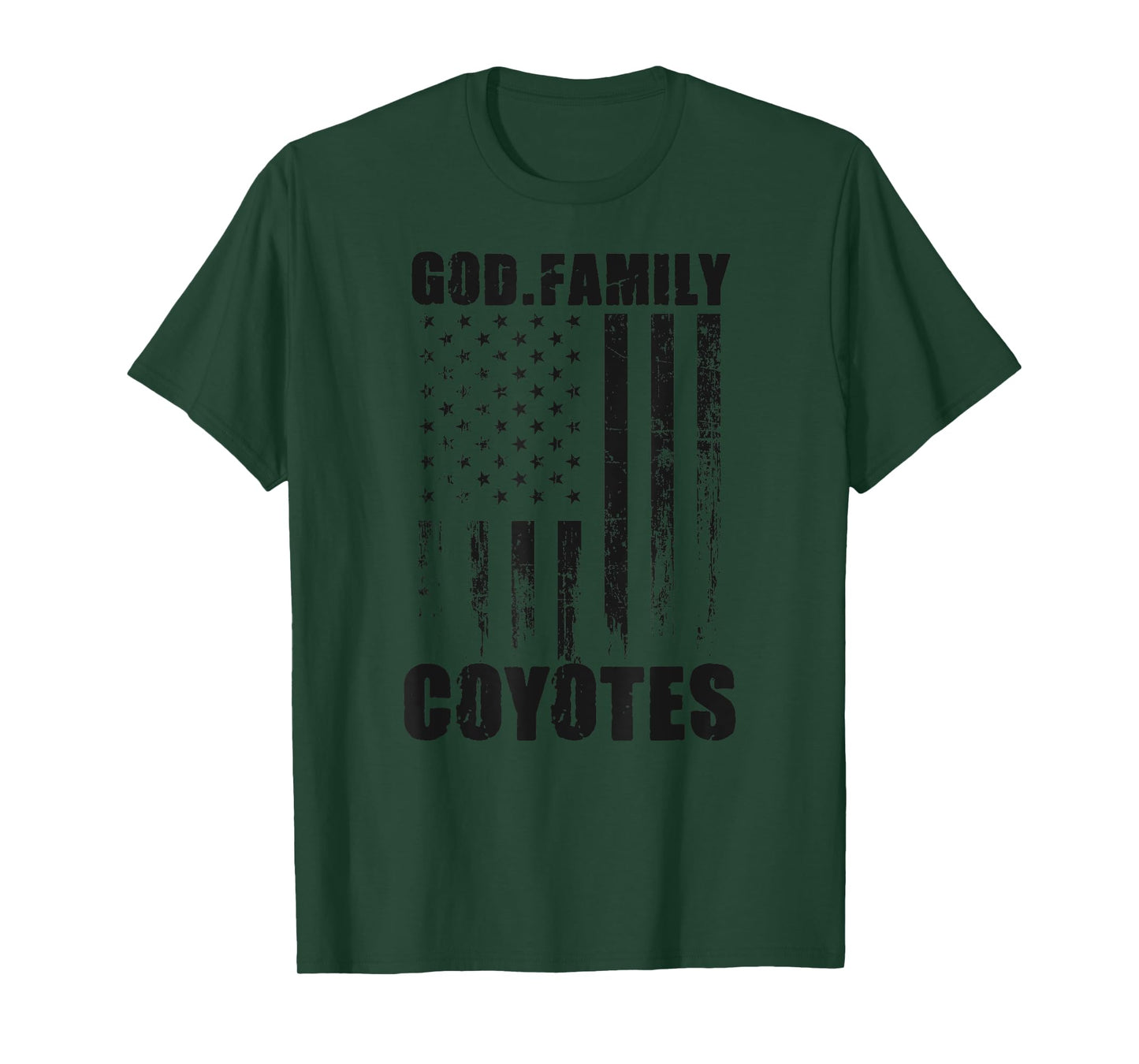Williston Coyotes God. Family. Vintage USA Flag T-Shirt