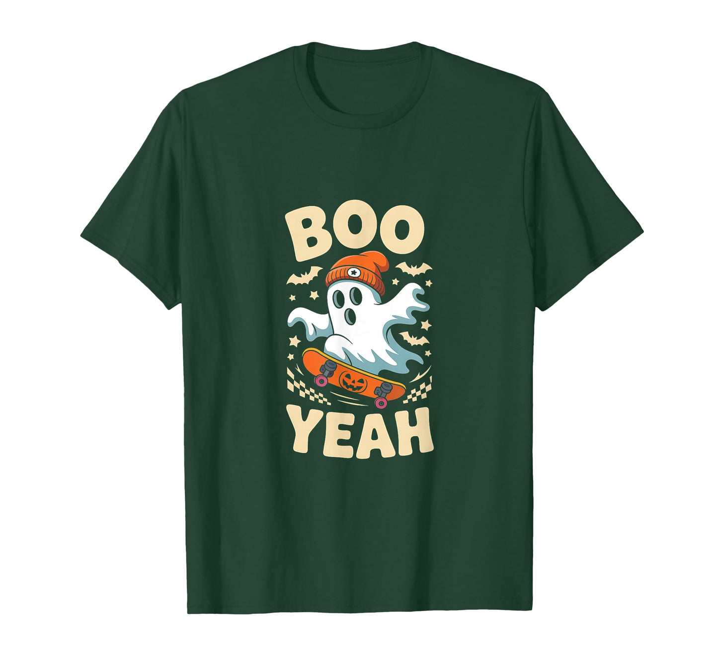 Boo Yeah Halloween Ghost Boys Retro Skateboard Toddler Kids T-Shirt