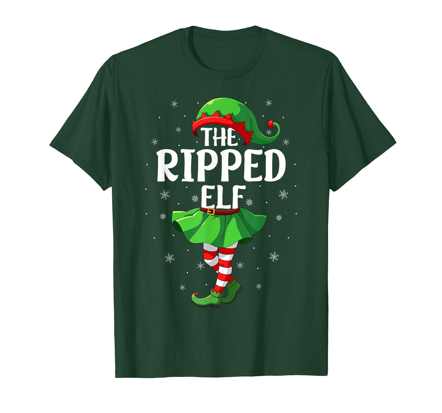 Ripped Elf Christmas Girls Women Elf Squad Xmas Family T-Shirt