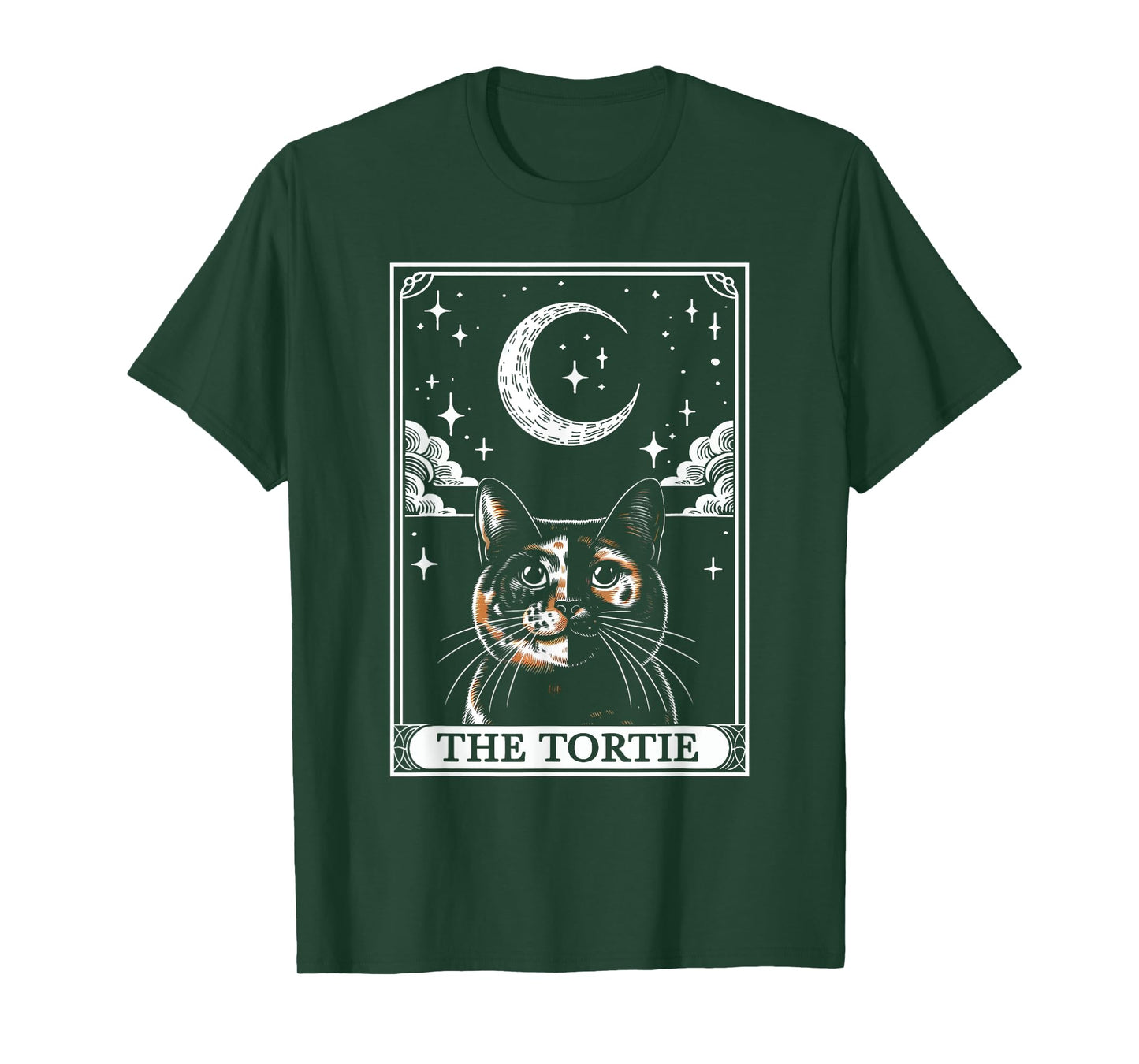 Tarot Card Vintage Crescent Moon Tortie Cat Mom Cat Lovers T-Shirt