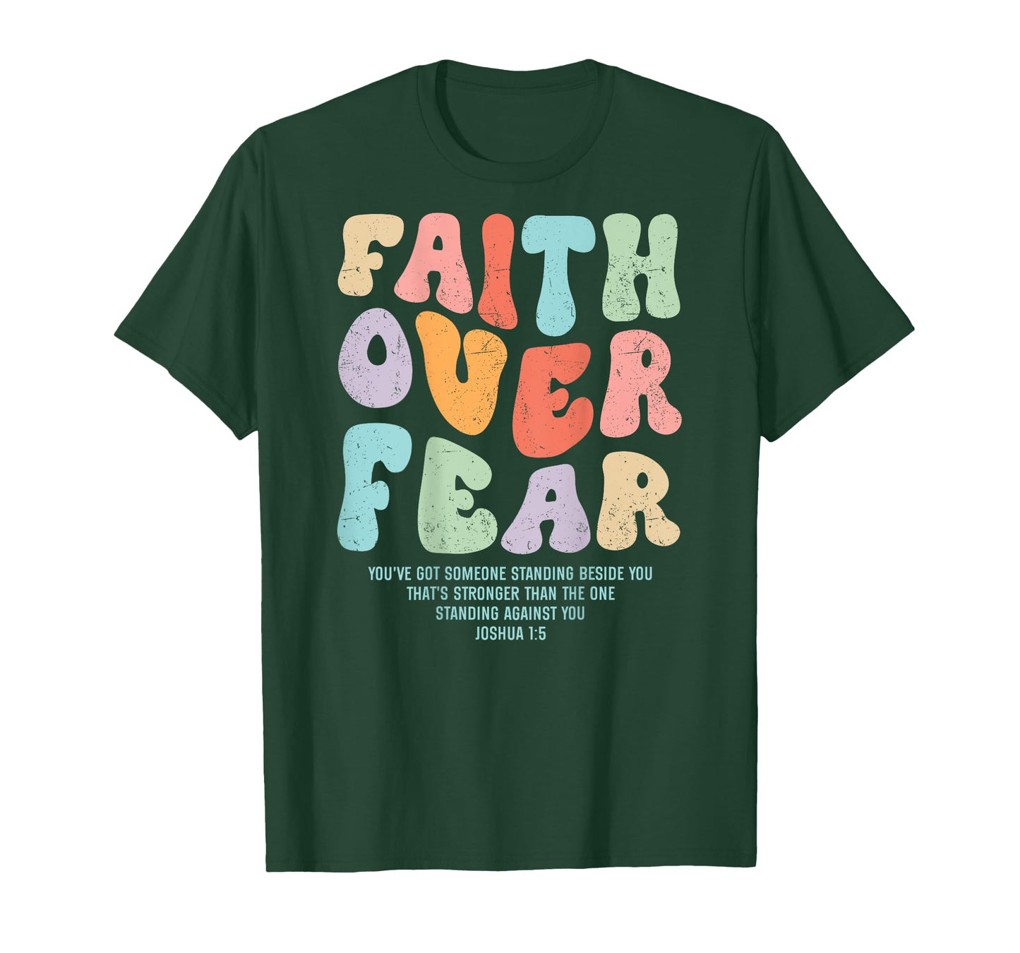 Faith Over Fear Bible Verse Aesthetic Christian Groovy Retro T-Shirt